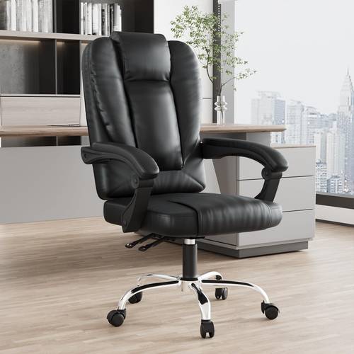 executive ergonomic office desk chair pu leather inflatable backrest computer recliner heavy duty office chairs with tilt function high back swivel chair black chairs