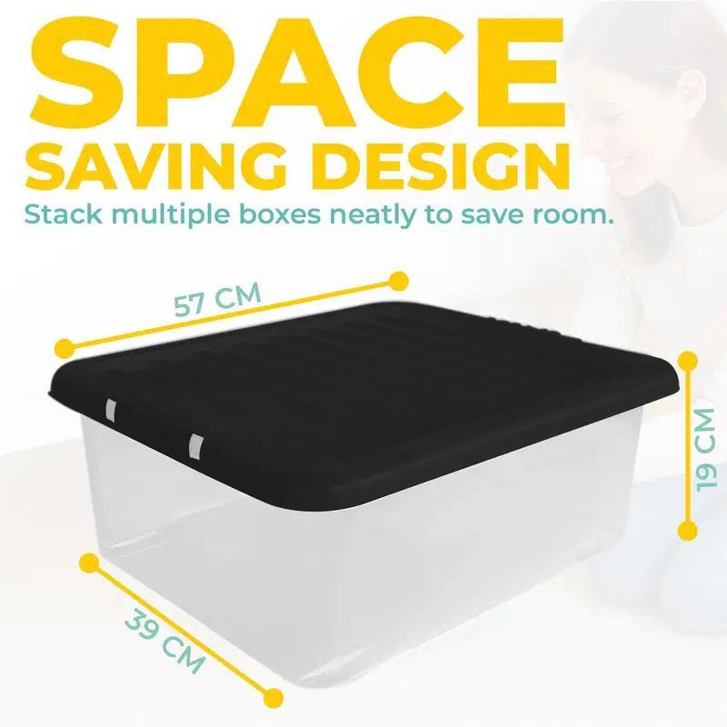 3 x 32 Litre Under Bed Storage Boxes with Lids