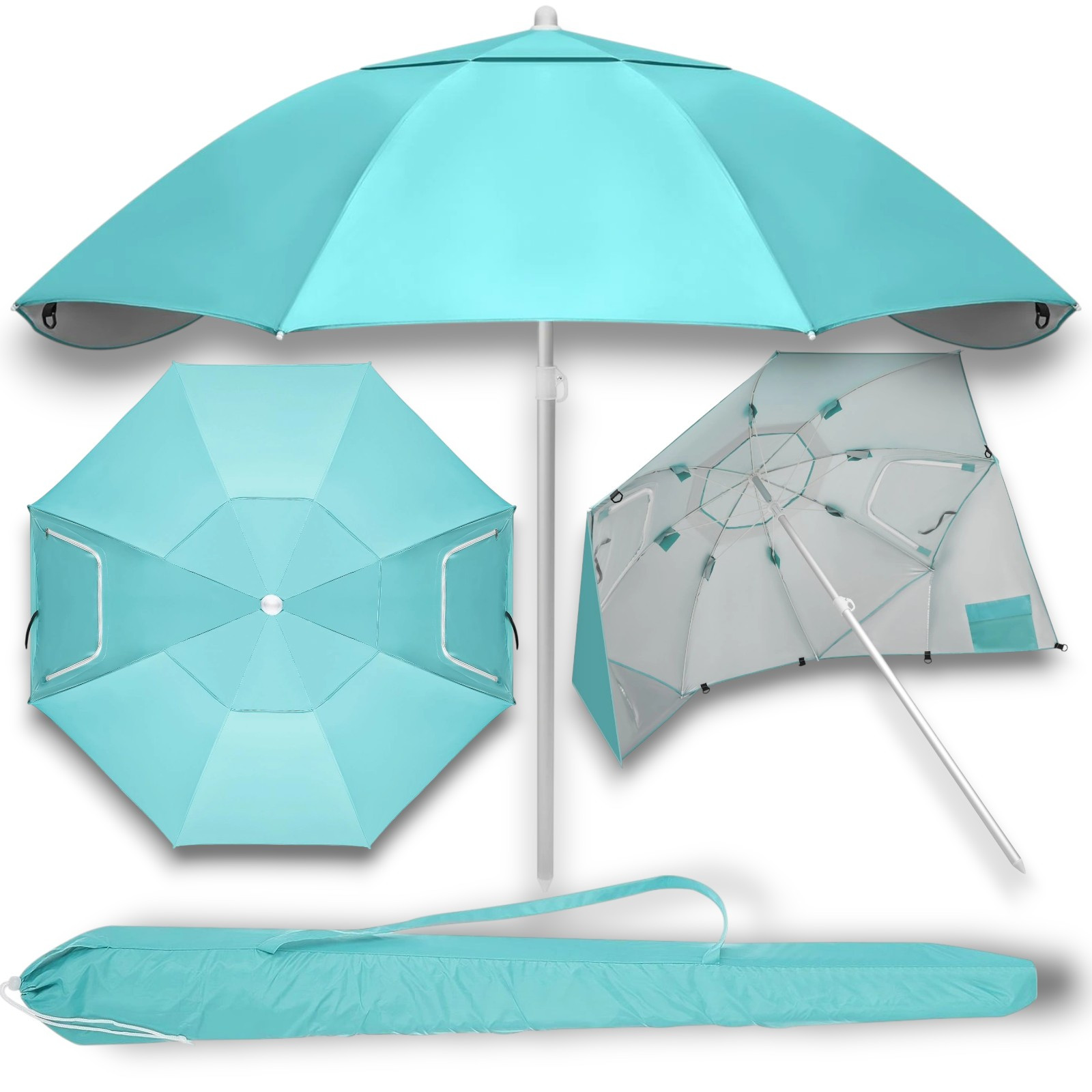 Image of Beach Garden Large Adjustable Height Sunscreen Canopy Parasol For Beach Garden Balcony Terrace Foldable In Case Vertical And Horizontal Sun Protection Ventilation Holes Case
