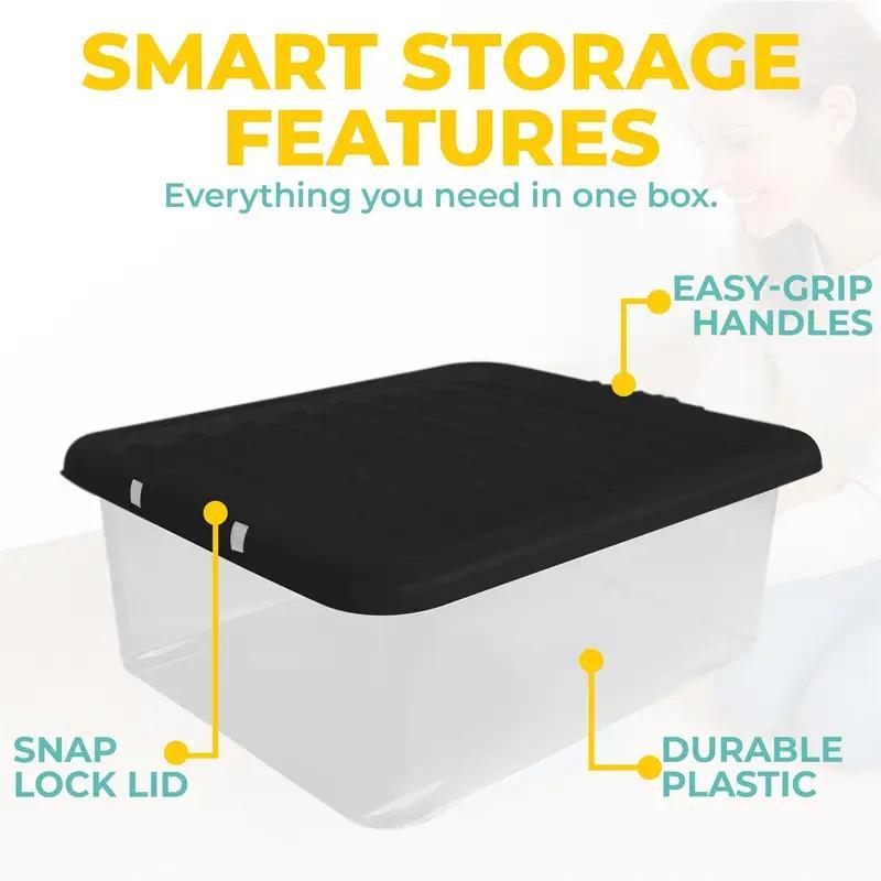 3 x 32 Litre Under Bed Storage Boxes with Lids