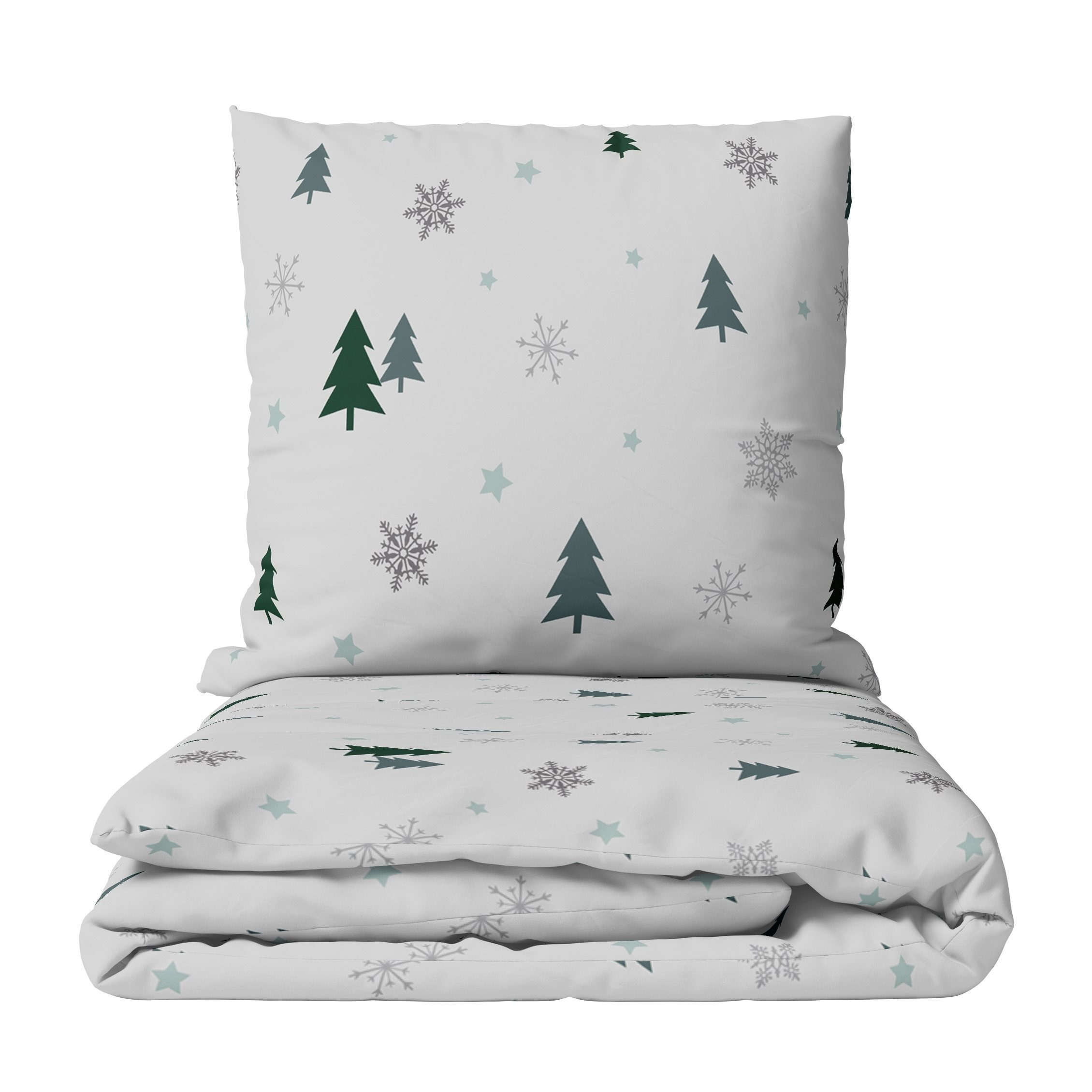 E-shop Bettwäsche Fleece Winter Grau Grün Weiß Weihnachten in vielen Größen kuschelig weich modern Winter Design Reißverschluss warm Kissenbezug 80x80