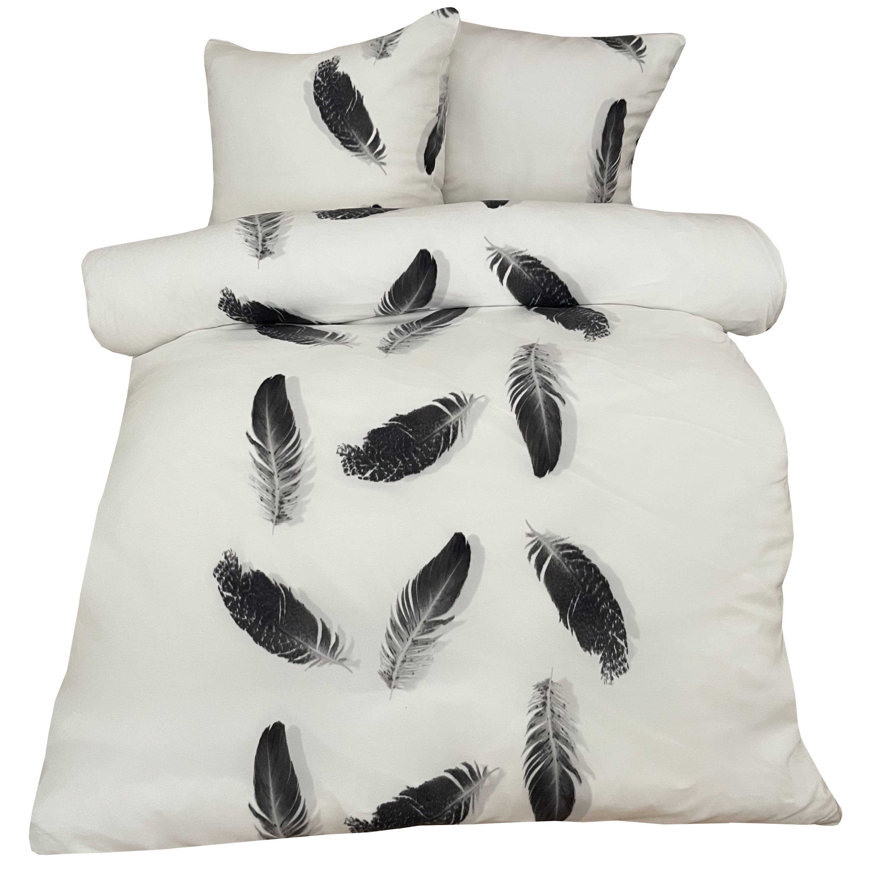 Fleece Winter Bedding Set With Zipper, White And Black, 80x80 Cm, In Sizes, Includes Pillow Cover