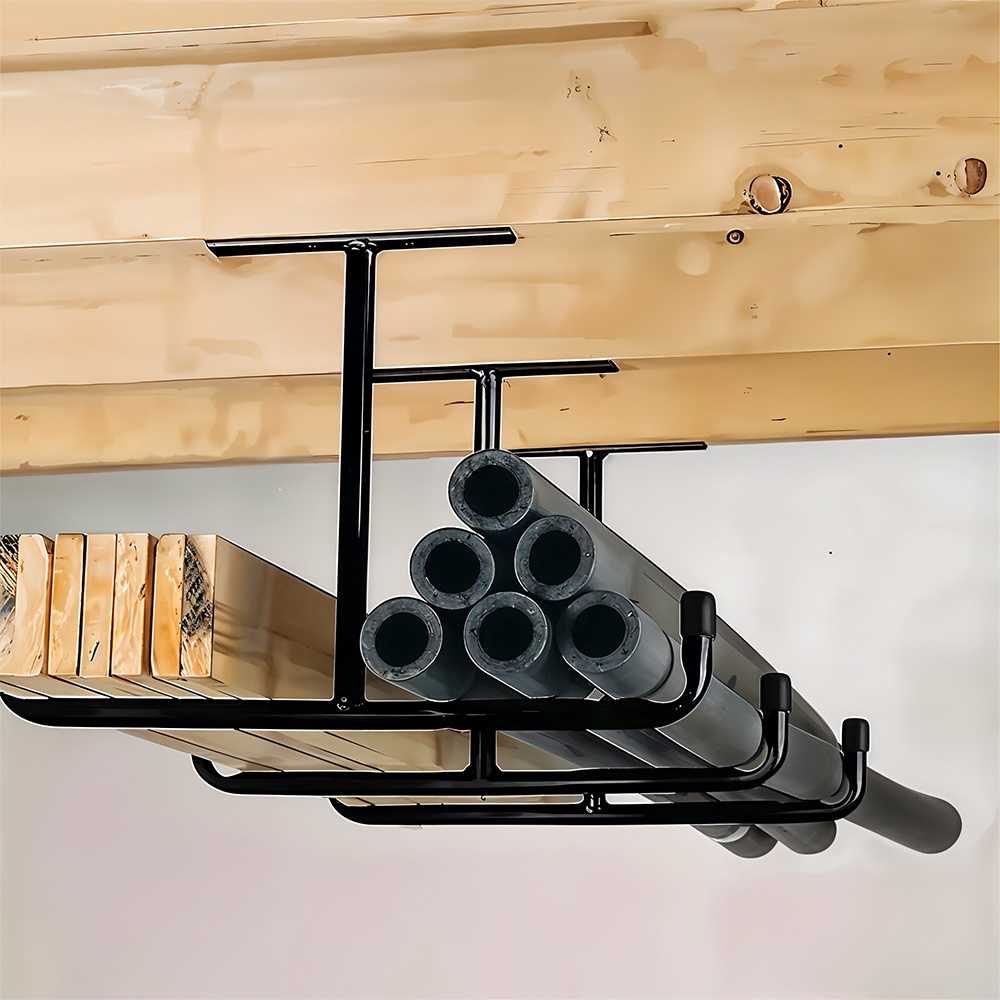 TEMU 4pcs Black Heavy-duty T-shaped Sets, Wall/ Ceiling Installation Storage Hanger Brackets, Garage Storage Hooks, Storage Supplies, Pipe Diameter