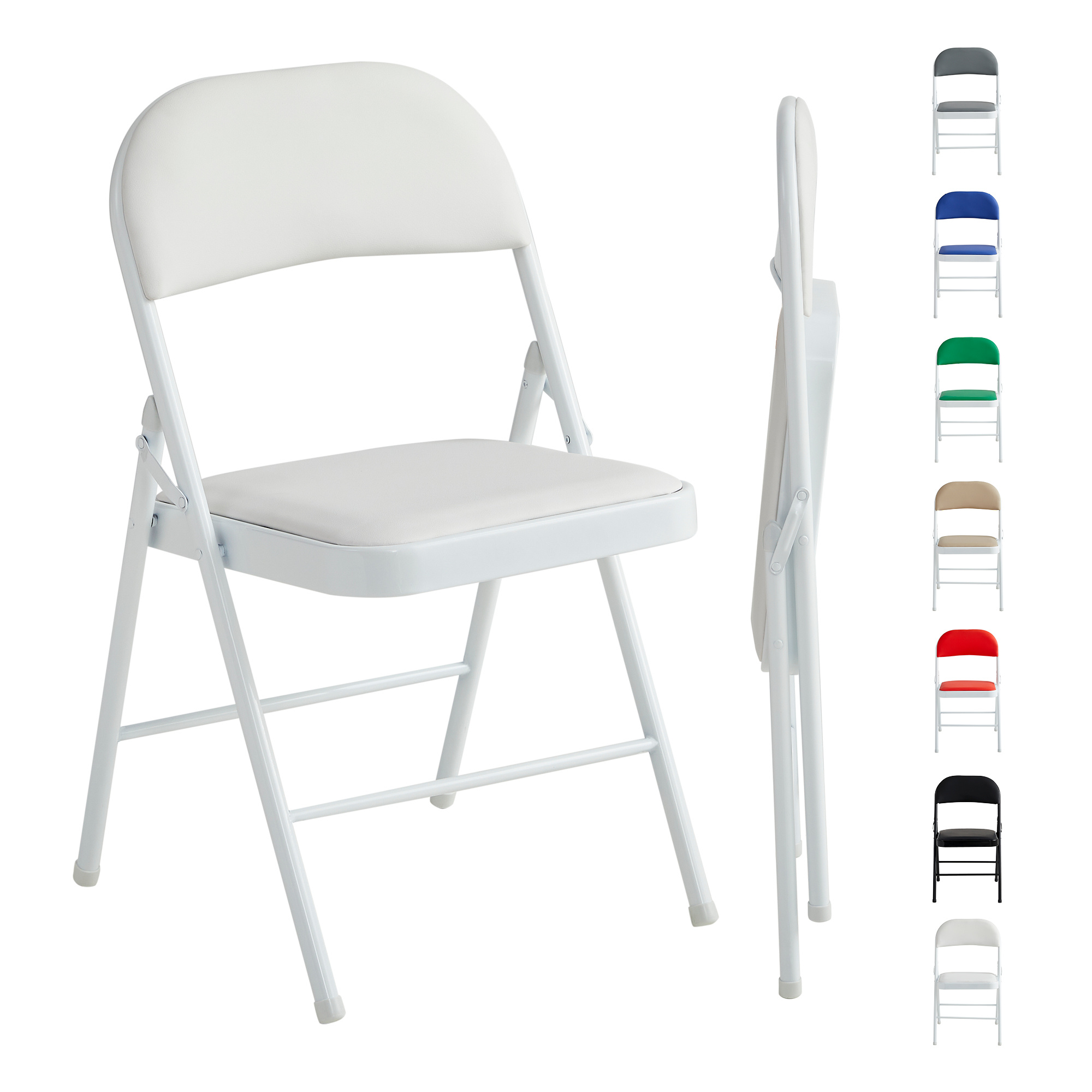 Image of Mcc Direct 1pc Folding Chair, Artificial Leather Folding Chair With Metal Frame And Padded Seat, Easy To Fold And Store For Home, Office, Dining Room And Reception