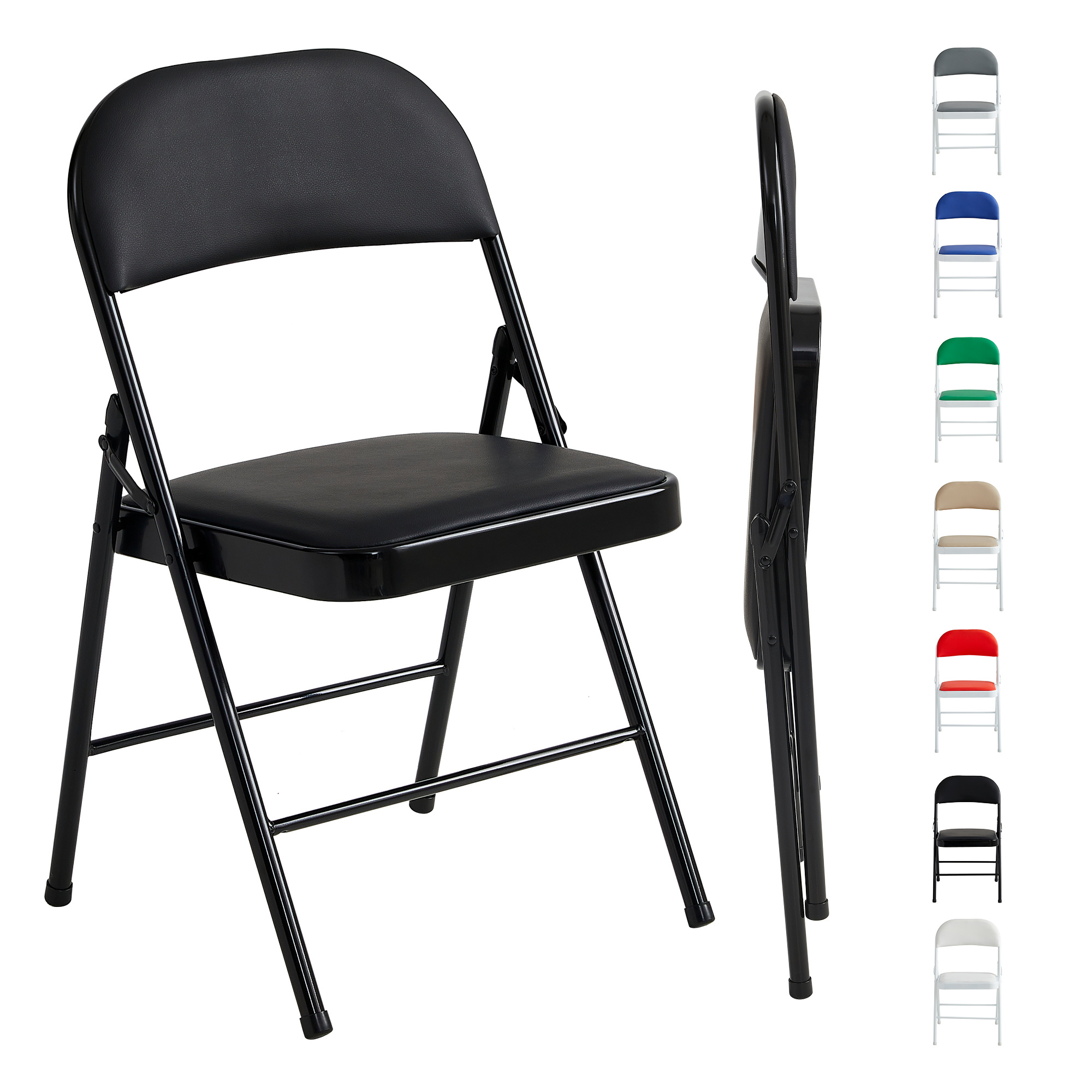 Mcc Direct 1pc Folding Chair, Artificial Leather Folding Chair With Metal Frame And Padded Seat, Easy To Fold And Store For Home, Office, Dining Room And Reception