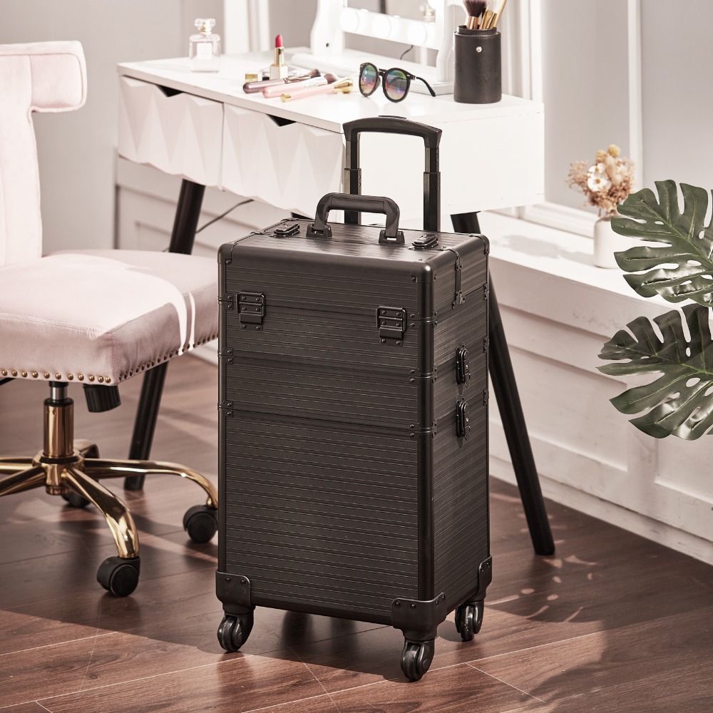 TEMU Suitcases, Trolley Cases, Multifunctional Makeup Case, Jewelry Box, Cosmetic Box Equipped With 4 360 Rotating Wheels, Suitable For Use In The