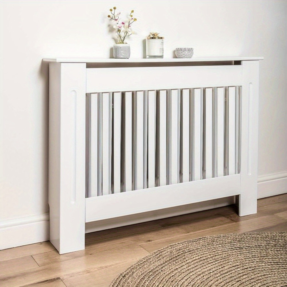 TEMU A Set Radiator Cover - Vertical Slatted Modern Radiator Covers Mdf Wood Cabinet Shelf Heating Covers For Living Room Hallway