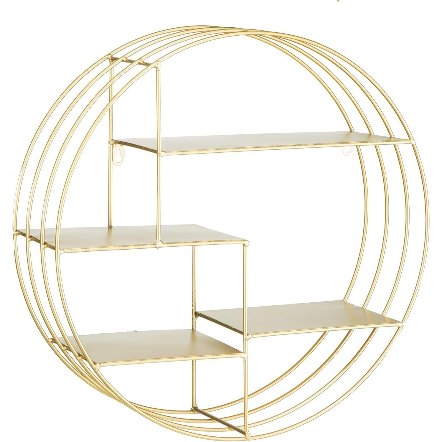 TEMU Baroni Home - Étagère murale ronde en métal doré avec 4 étagères : Design moderne et élégant pour avec style à coucher, , ou . Structure robuste