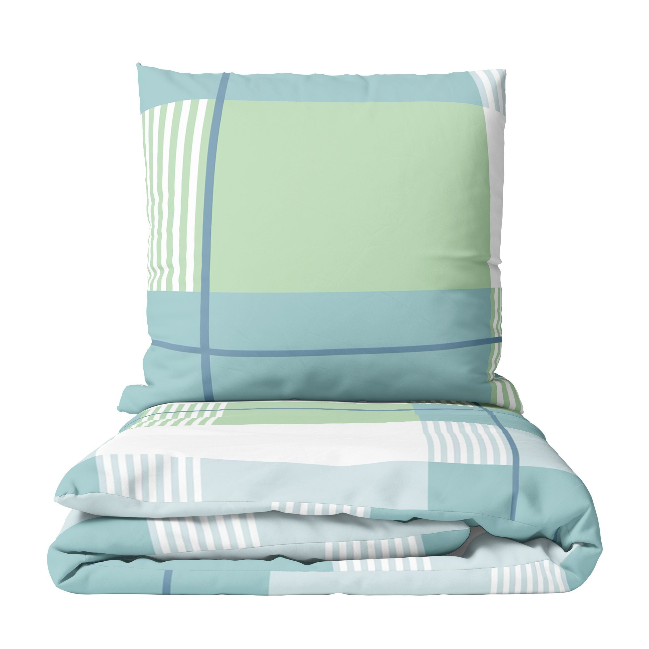 Fine Cotton Bedding Set With Stripes White Cozy & Warm For Winter Hidden Zipper & Dryer Safe Sizes