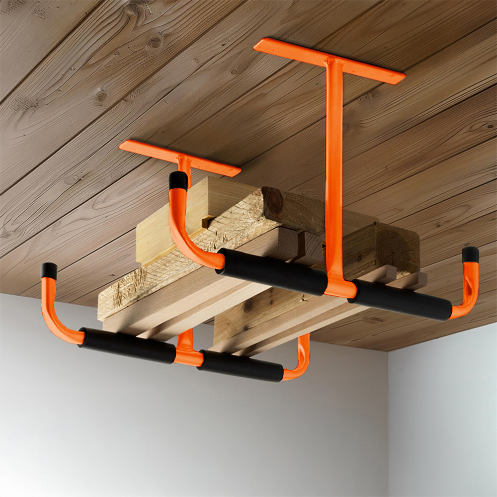 TEMU 2pcs Orange T-shaped Double Hooks, Heavy-duty T-shaped Set, Wall/ Ceiling Installation Storage Hanger Bracket,43.5*