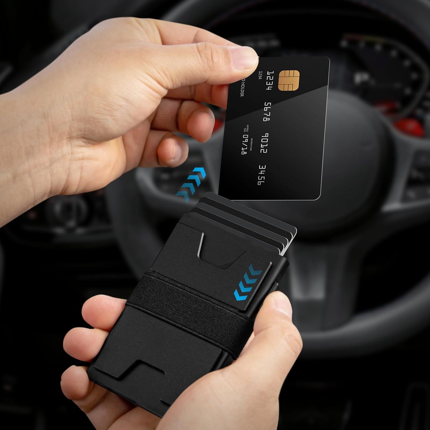 TEMU Card Holder Wallet Slim Wallet Credit Holder Minimalist Wallet Black