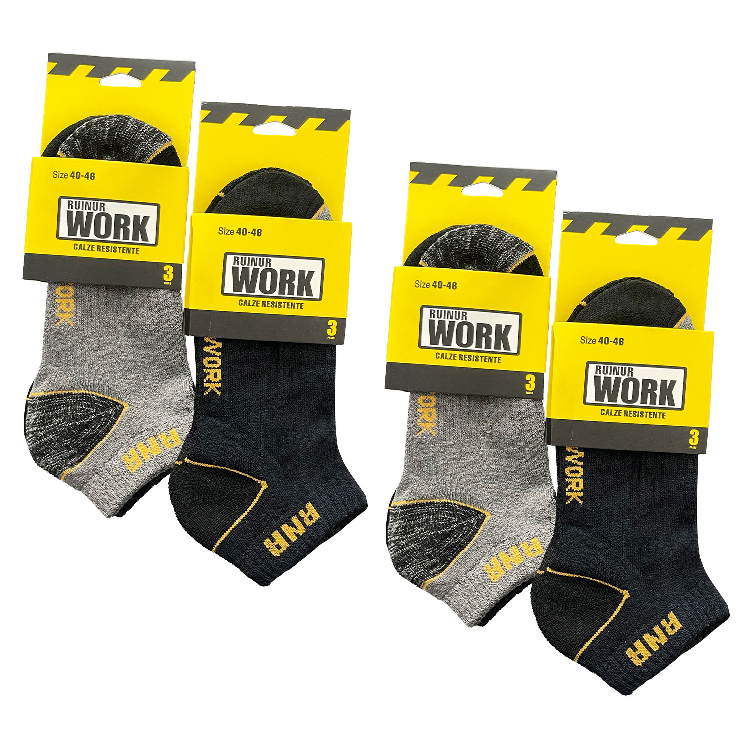 Image of 6/12 Pairs Men's Reinforced Heel And Toe Cotton Work Socks For Safety Shoes, Reinforced Texture, Size 40-46, Item 4046
