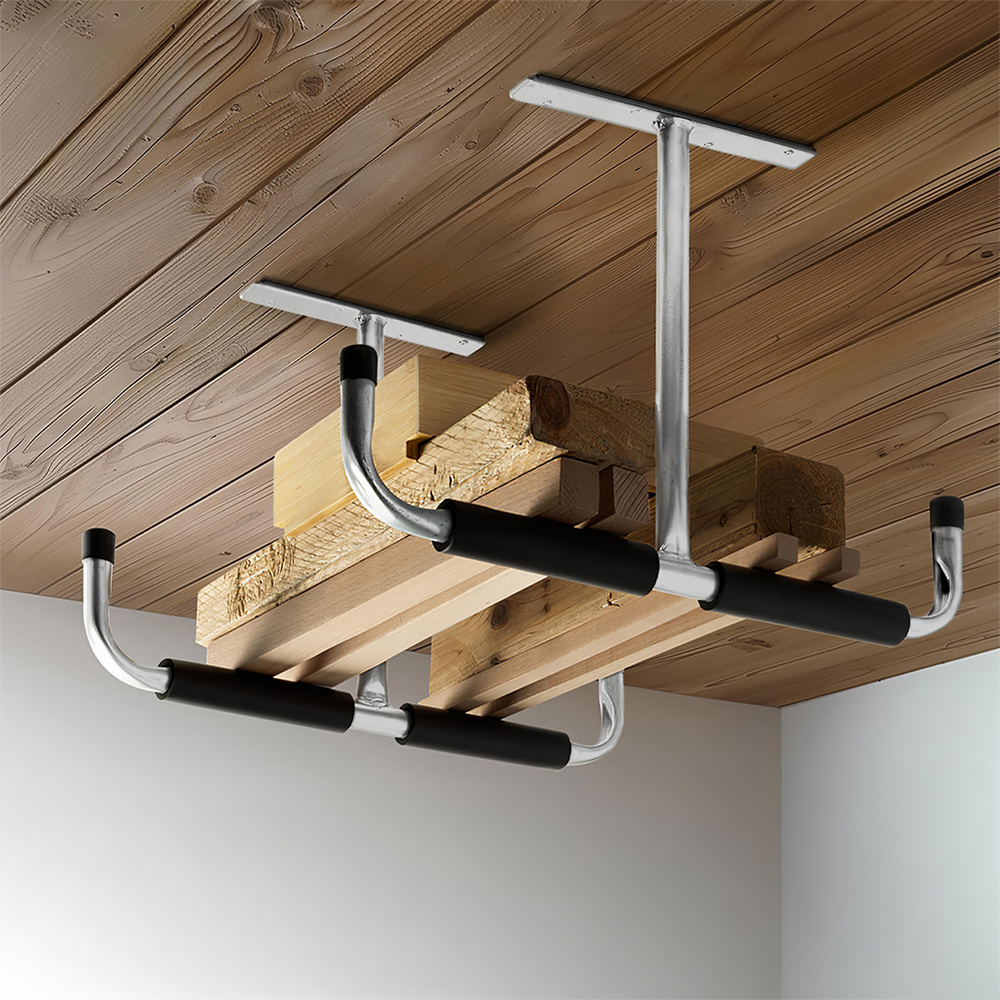 Image of 4pcs Silver Heavy-duty T-shaped Sets, Garage Storage Hooks, Wall/ Ceiling Installation Storage Hanger Brackets, Storage Items, Pipe Diameter 18mm, Length 43.5mm, Height 29mm