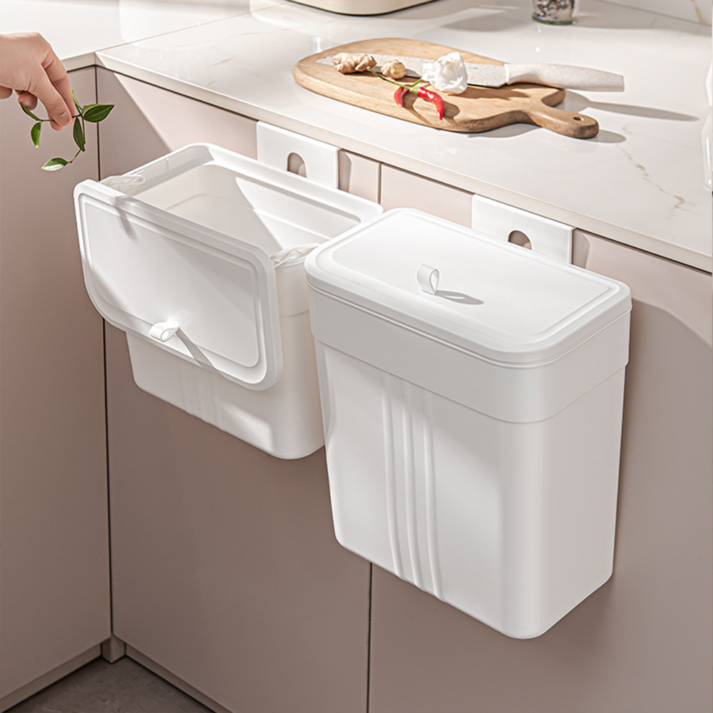 TEMU Wall-mounted Trash Can Kitchen Trash Can Compact Trash Can, Trash Bag Holder - , Space-saving Design For Kitchens And Bathrooms
