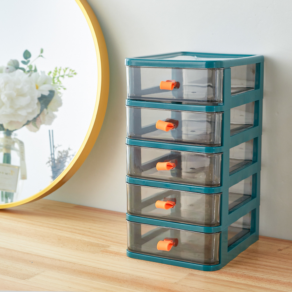 Transparent Desktop Storage Box with 5 Drawers for Makeup & Jewelry