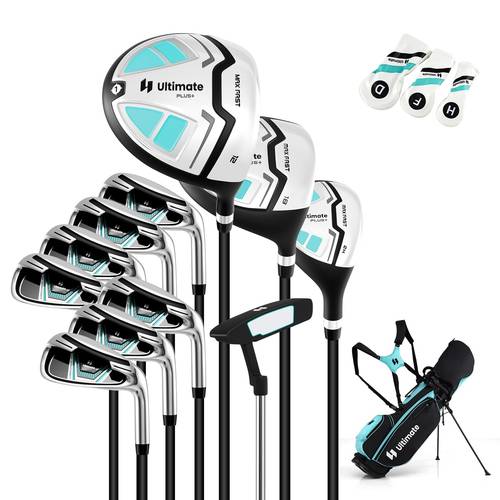complete womens golf club set 9 11 piece right handed golf club set with rain hood 1 driver 3 woods 4 6 7 8 9 p irons putter
