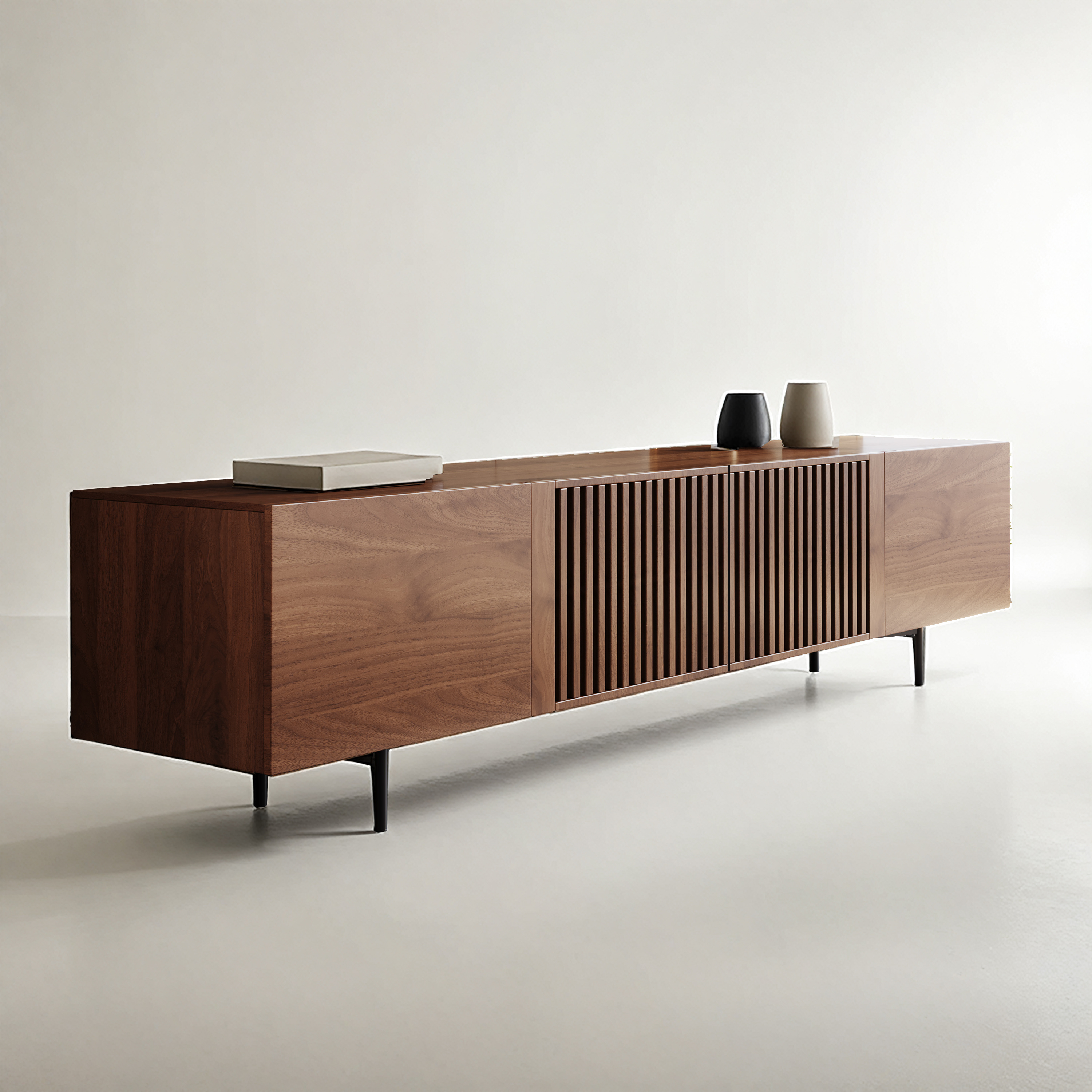 Image of Olnewfurniture Tv Cabinet For Tvs Over 80 Inches, 240 Cm Long, With 6 Drawers, Walnut Finish (for Living Room/home Theater, Lowboard, Sideboard, Rack, Multifunctional Storage Cabinet)