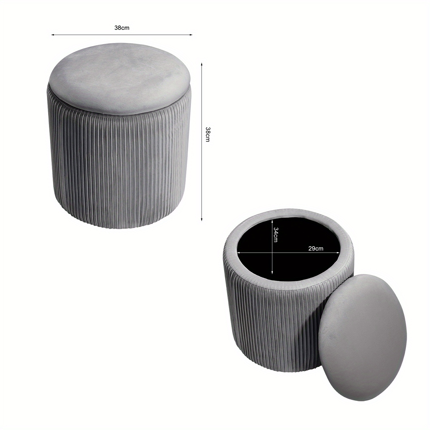 Grey Small Stool with Soft Cushions and Storage Box