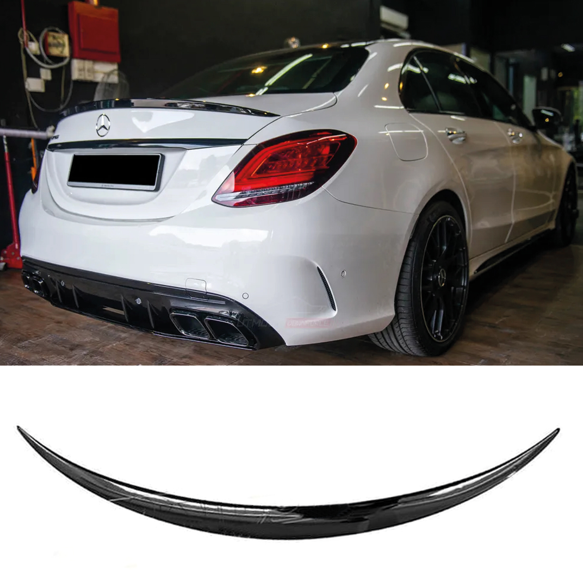 TEMU Rear Spoiler For Mercedes W205 2014-2019 Style Gloss Abs Plastic Enhances & Style, Car Exterior Upgrade | Dynamic Design | Highquality Spoiler