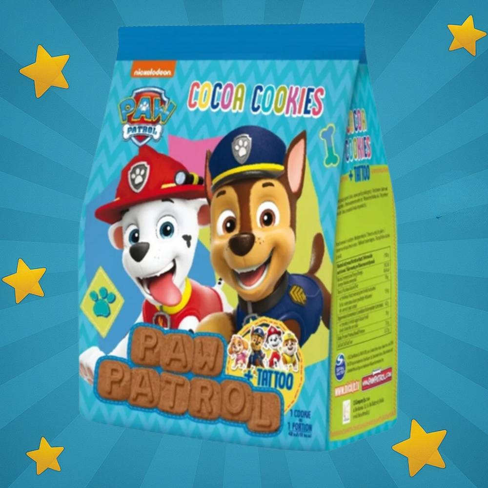 E-shop NICKELODEON PAW PATROL COCOA FLAVOURED COOKIES - Buchstabenkekse mit Kakaogeschmack