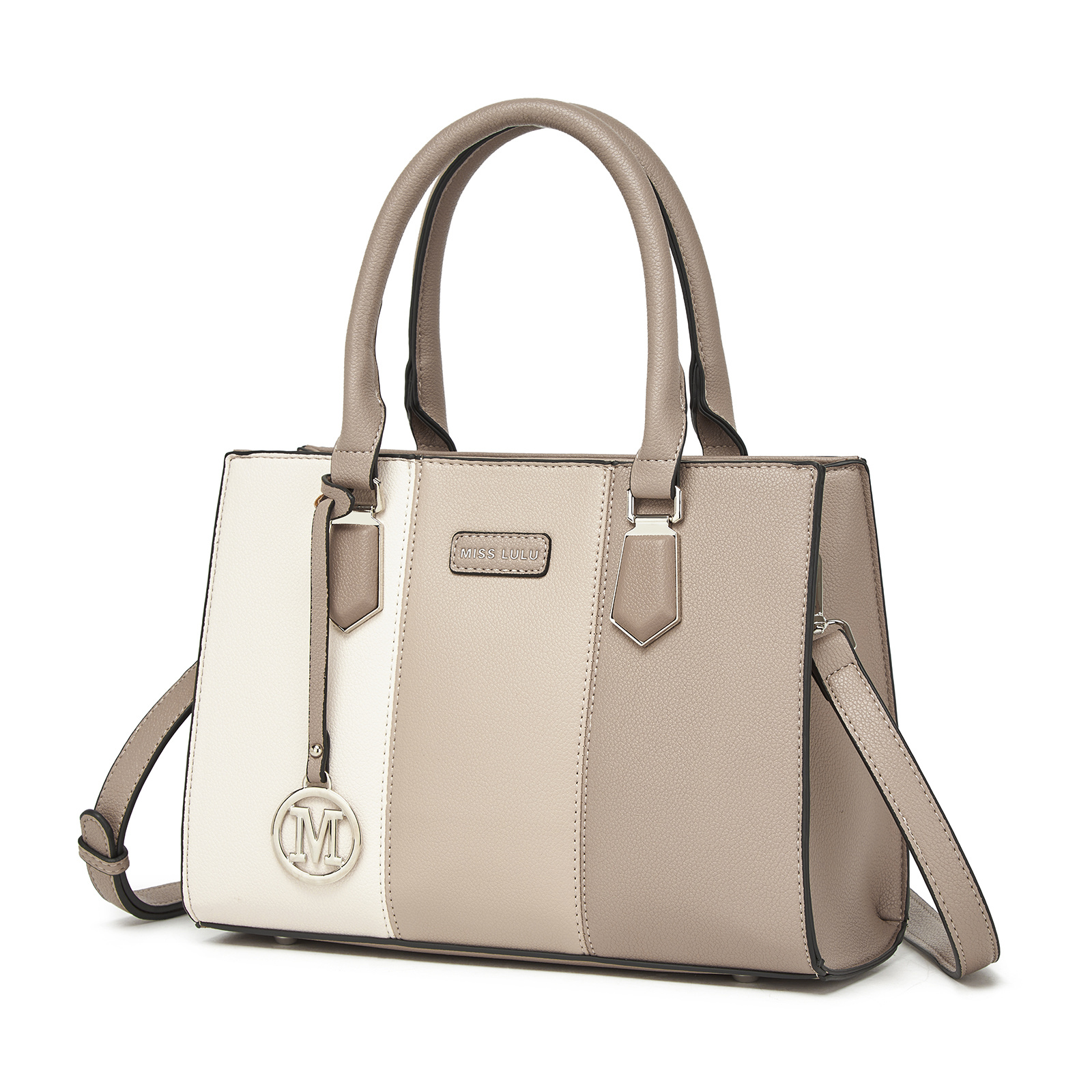 Miss Lulu Pu Leather Three-tone Stitched Shoulder Handbag - Stylish Daily Bag With Adjustable Strap Back To School Holiday Gift