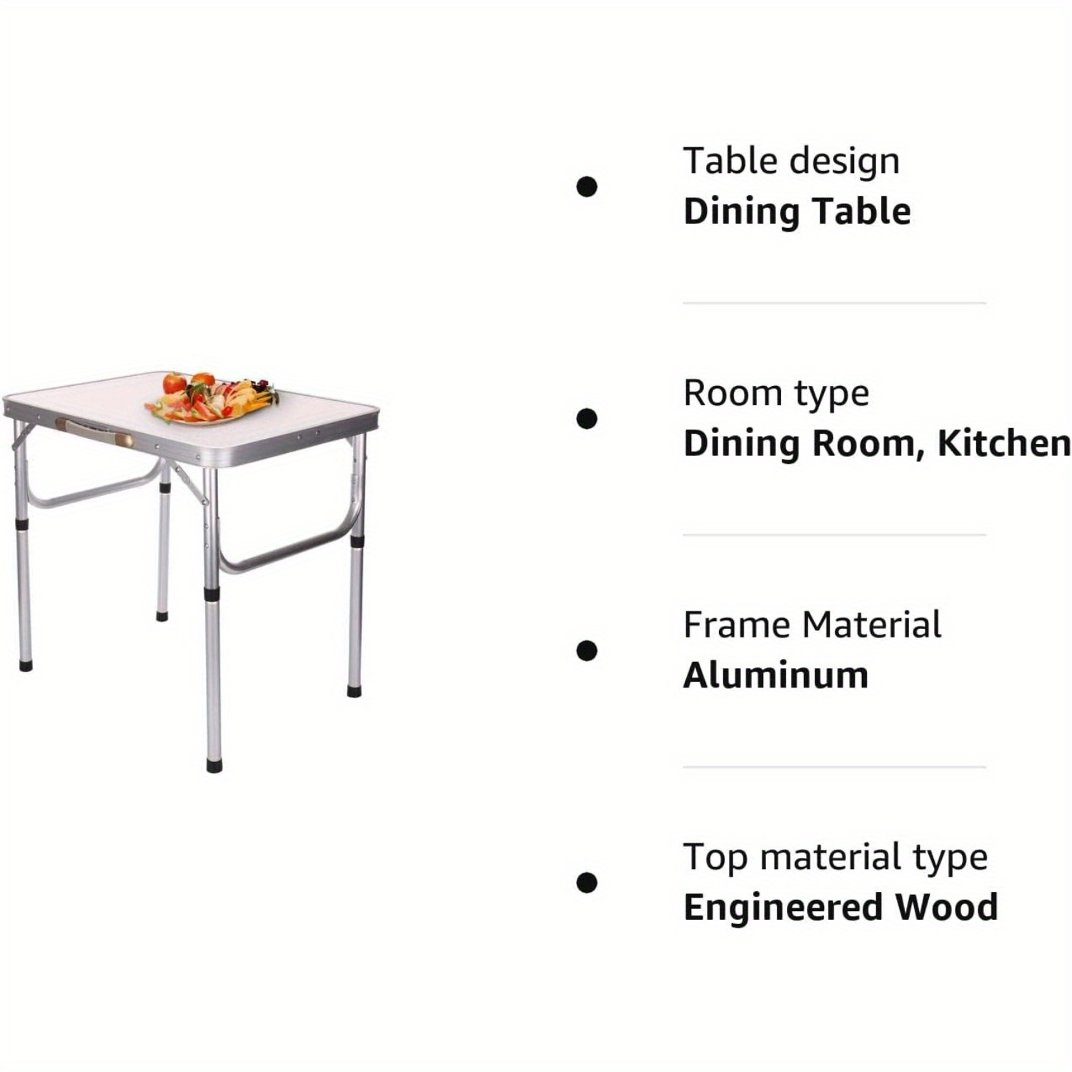 Folding Camping Table, Adjustable Height Picnic Table for Outdoor Use