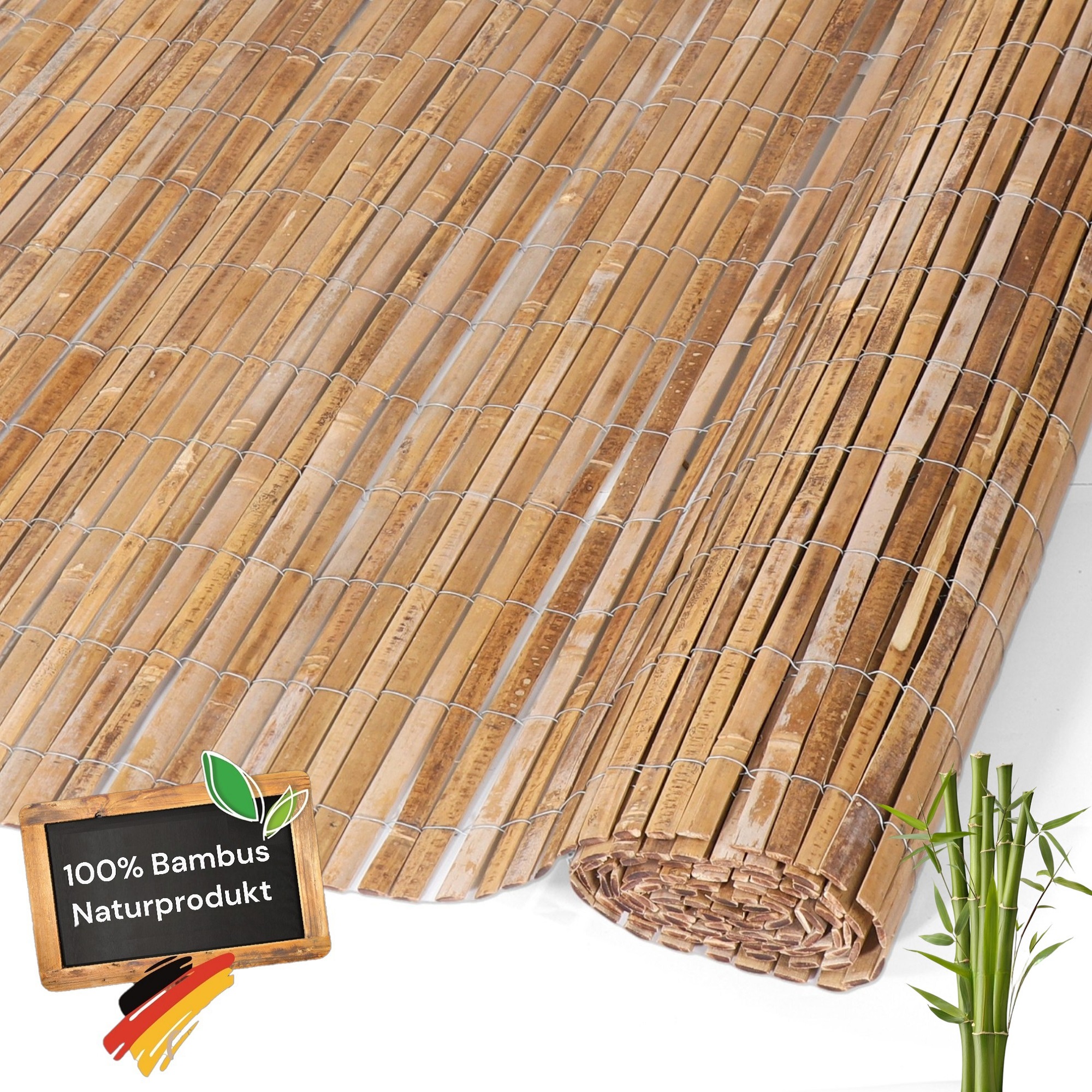 Image of Coradoma Bamboo Privacy Mat In 12 Sizes 100-190cm | Carbonized Bamboo Privacy Mat For Balcony, Garden, And Terrace | Natural Fence Privacy Screen, Balcony Privacy, Noise Reduction