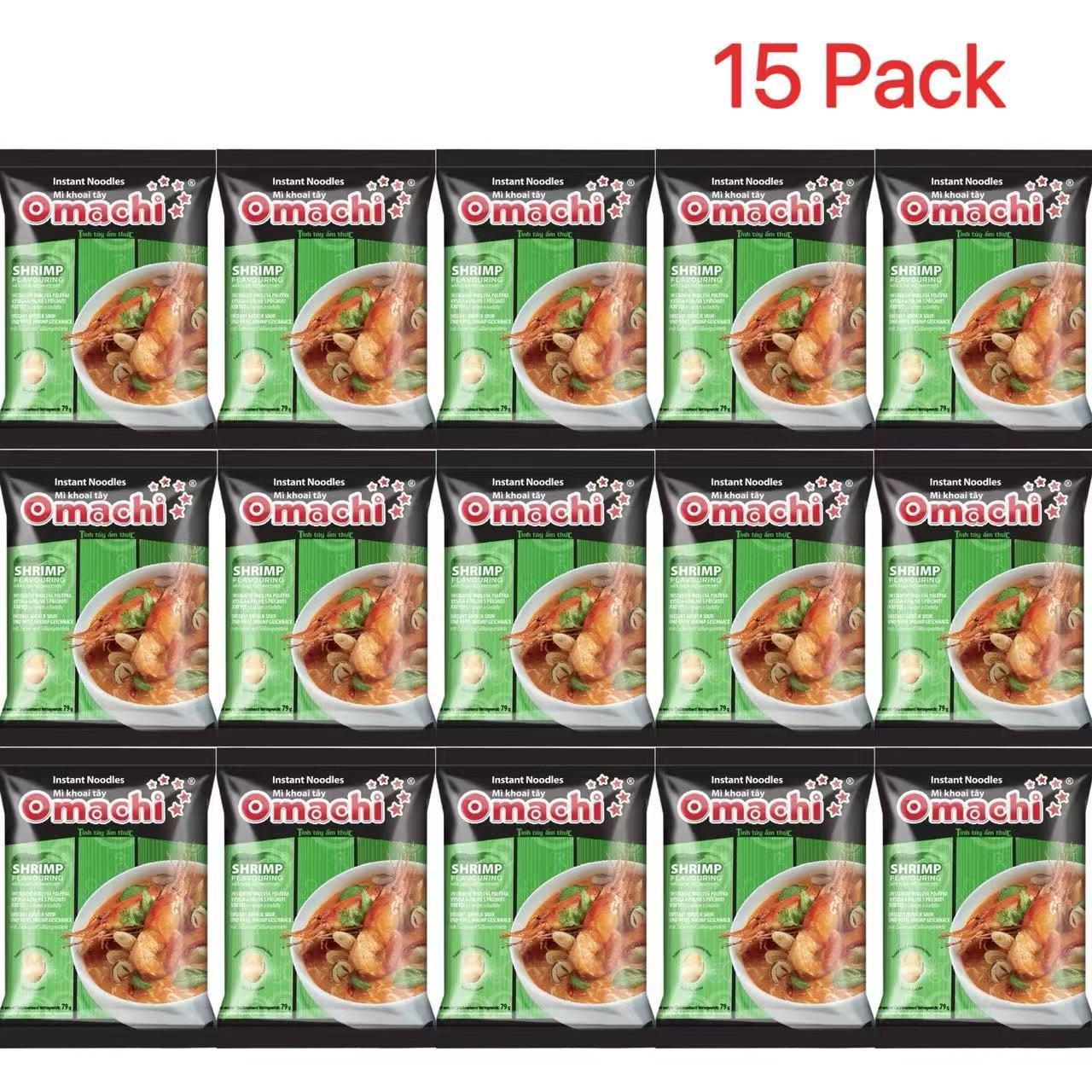 Image of 15 Packs Omachi Instant Noodles With Potato Starch - Sour And Spicy Shrimp Flavor, 15×79g, Quick Noodles, Asian Instant Ramen, Stock Noodles, Spicy Ready-to-eat Noodles