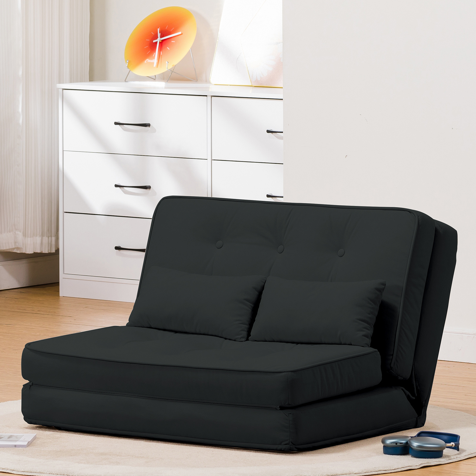Image of Recliner Floor Sofa Folding Floor Chair With Sleeping Function, Lazy Sofa, Padded With 5-stage Adjustable Backrest, Sofa Bed Folding Sofa For Living Room, Bedroom