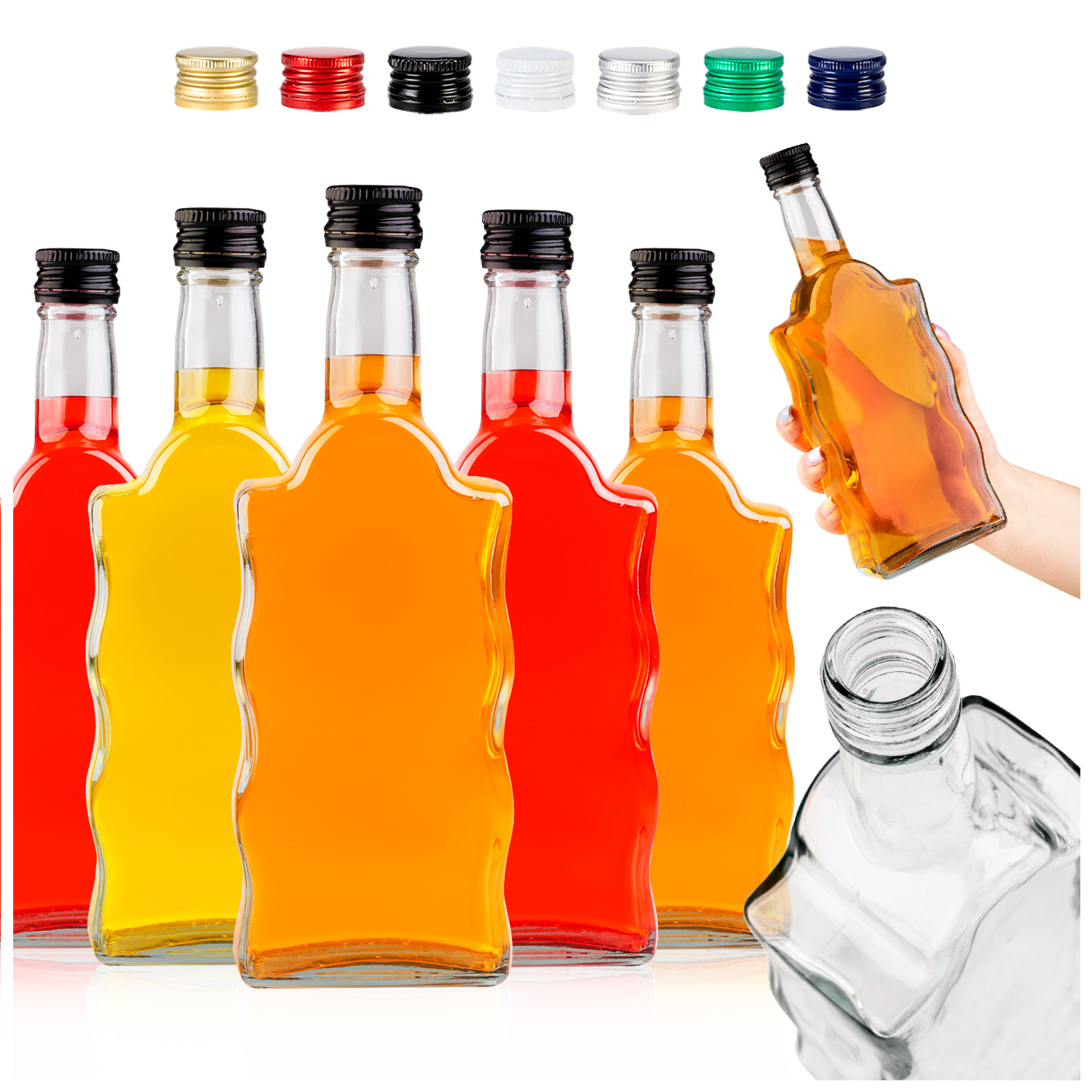 TEMU 10 pezzi. Bottiglia di vetro 500 ml per , moonshine, , liquore, whiskey - Bottiglie eleganti per , moonshine, , liquori, whiskey, vino e - Forma