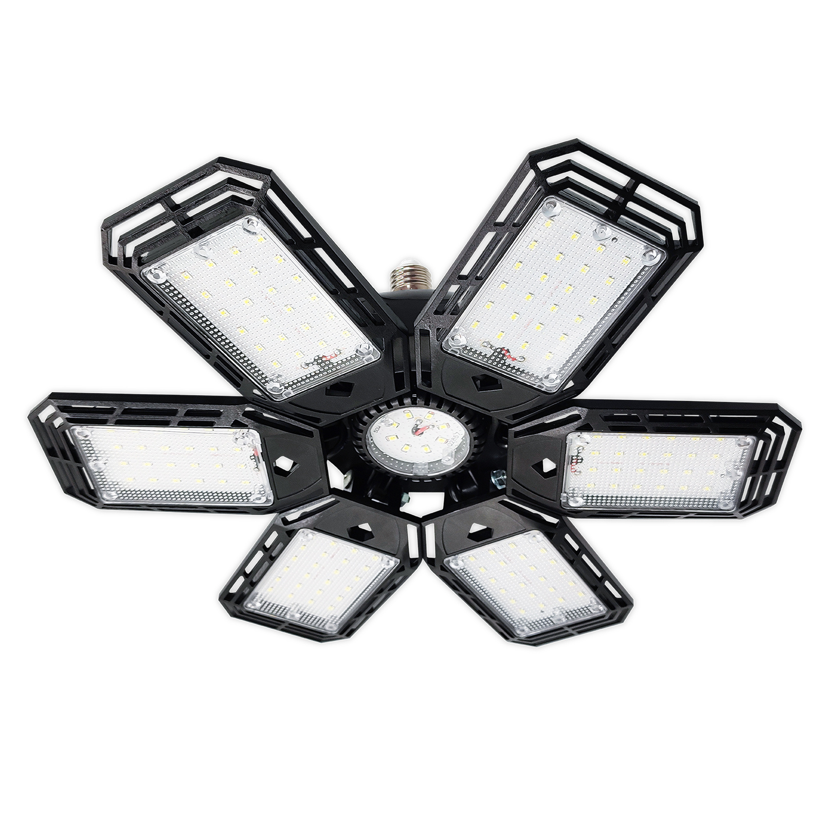 TEMU LED ATOMANT Luces de Garaje LED 50W con E27, Diseño hexagonal con 6 paneles ajustables que permiten 90º por panel y en total. Proporciona una
