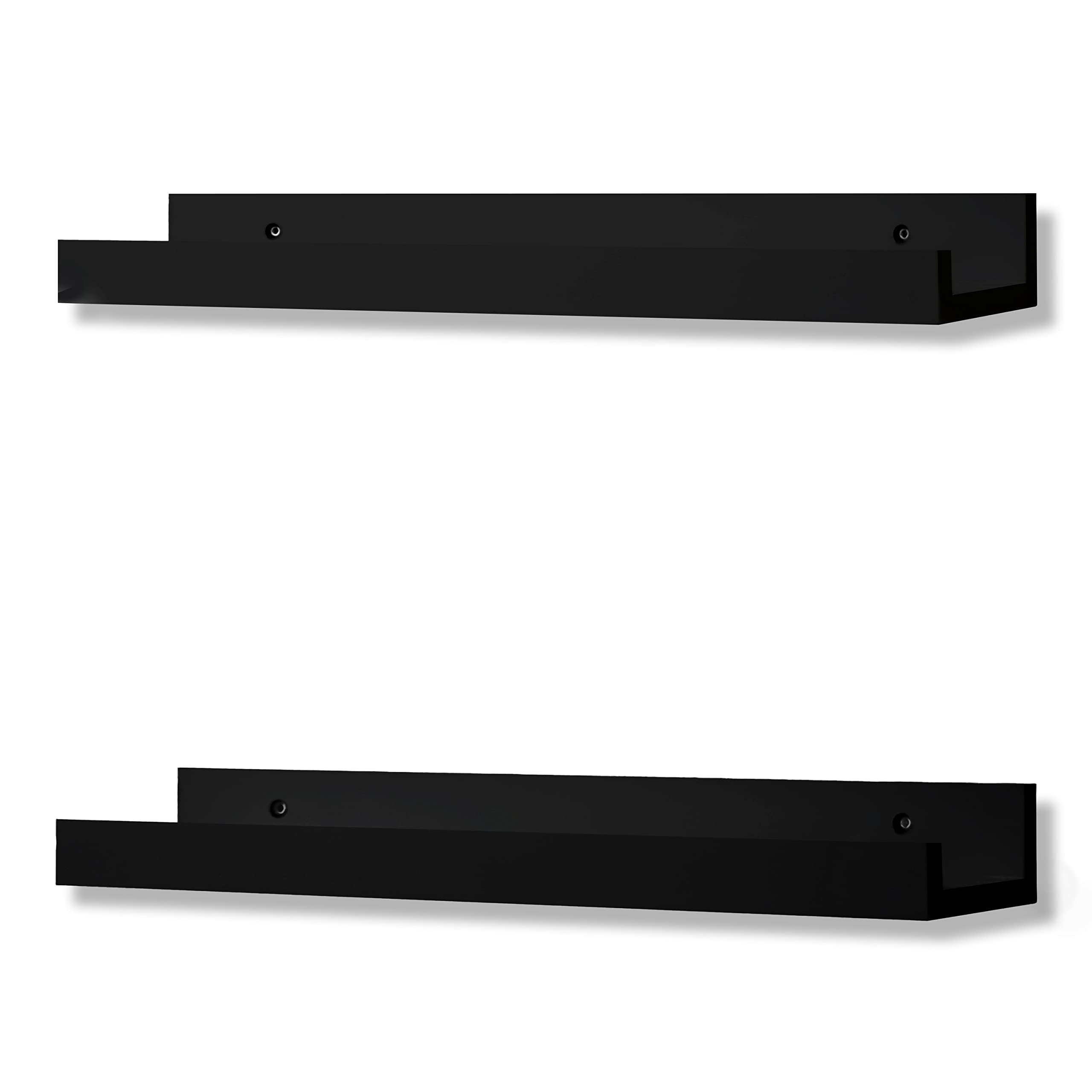 Image of Wall Shelf 2-piece Set Made Of Wood For Pictures, Photo Frames, And Books - Hanging Shelf For Living Room Decor, Modern, 43x10cm