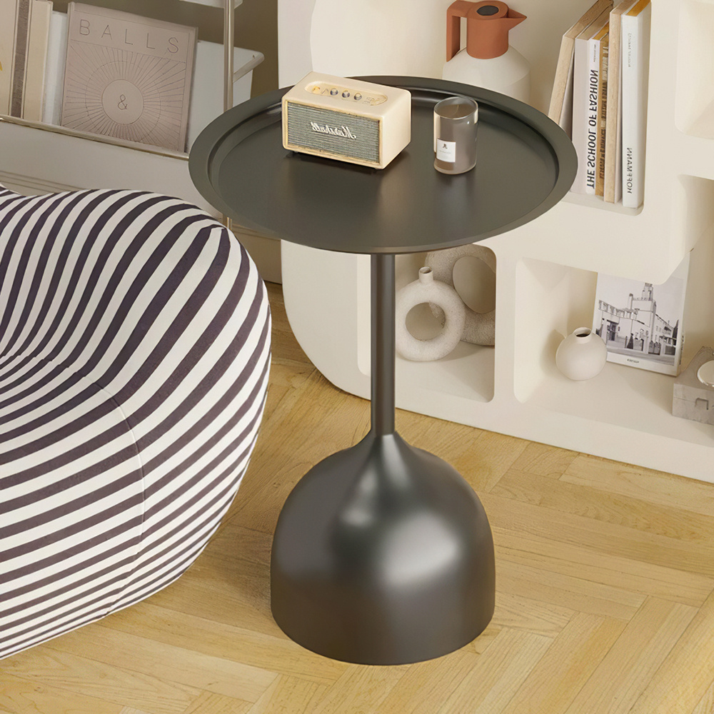 TEMU Round Shaped End Table, Narrow Side Table, Modern Sofa Side Table With Metal Frame, Coffee Snack Couch Table For Living Room, Bedroom, Bedside