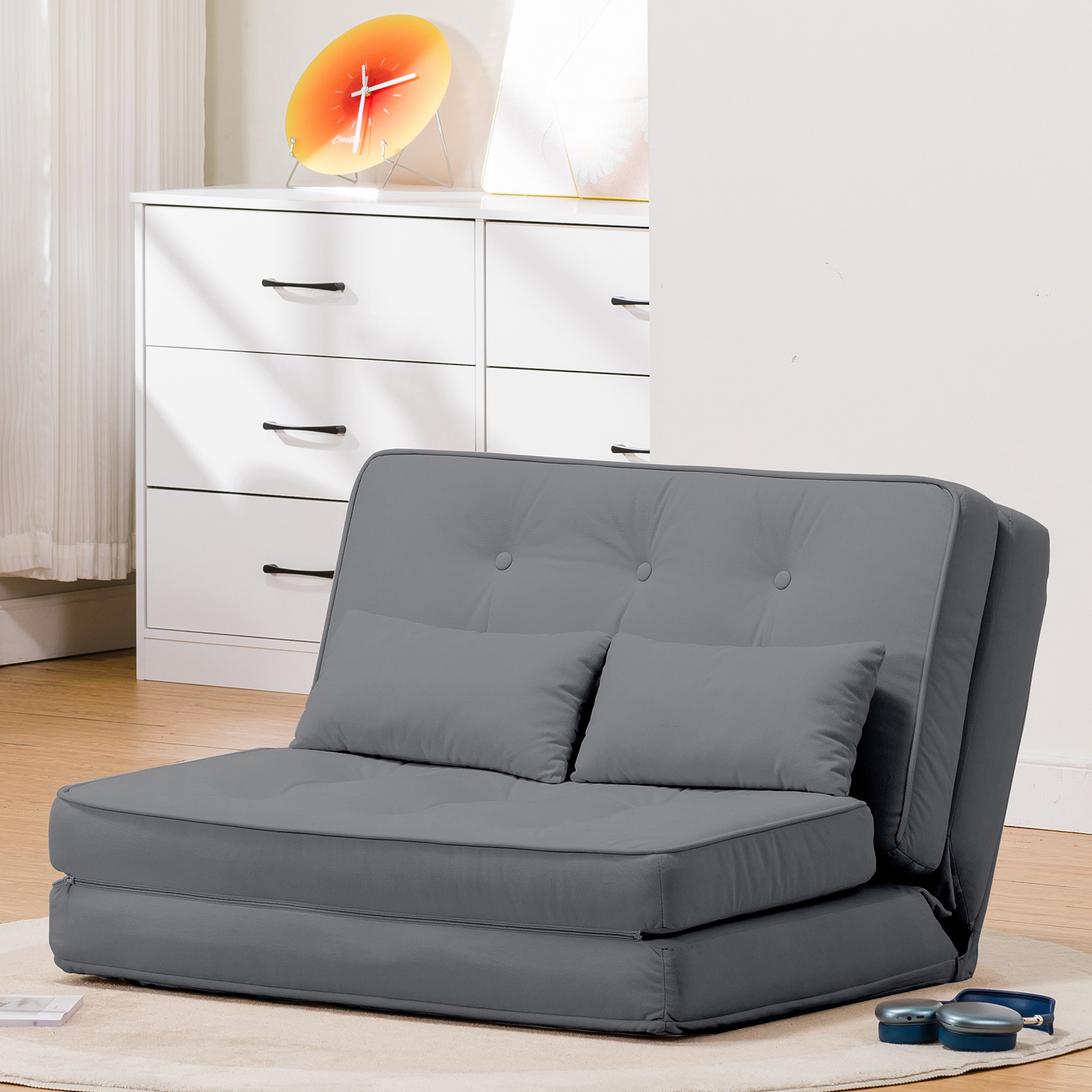 Recliner Floor Sofa Folding Floor Chair With Sleeping Function, Lazy Sofa, Padded With 5-stage Adjustable Backrest, Sofa Bed Folding Sofa For Living Room, Bedroom