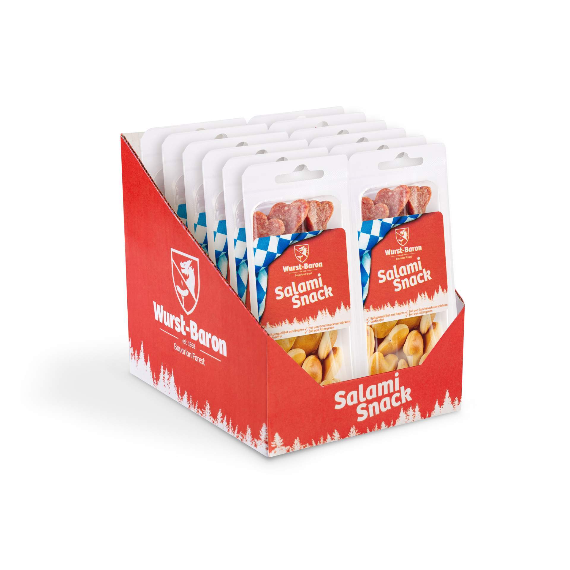 Image of Snack&snack Heart Mix – 12×50g Salami Hearts & Crispy Savory Pastry Hearts, Bavarian Snack Box Smoked Over Beechwood, Sausage & Delicatessen Gift Idea