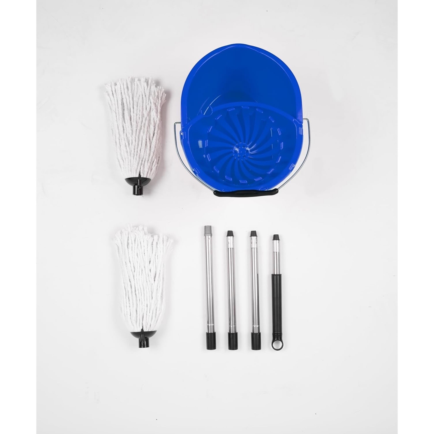 TEMU Professional Mop And Bucket Set Heavy Duty With Wringer And 2 Traditional Cotton Mop Heads For Cleaning Floors –mop Bucket Capacity 16l With