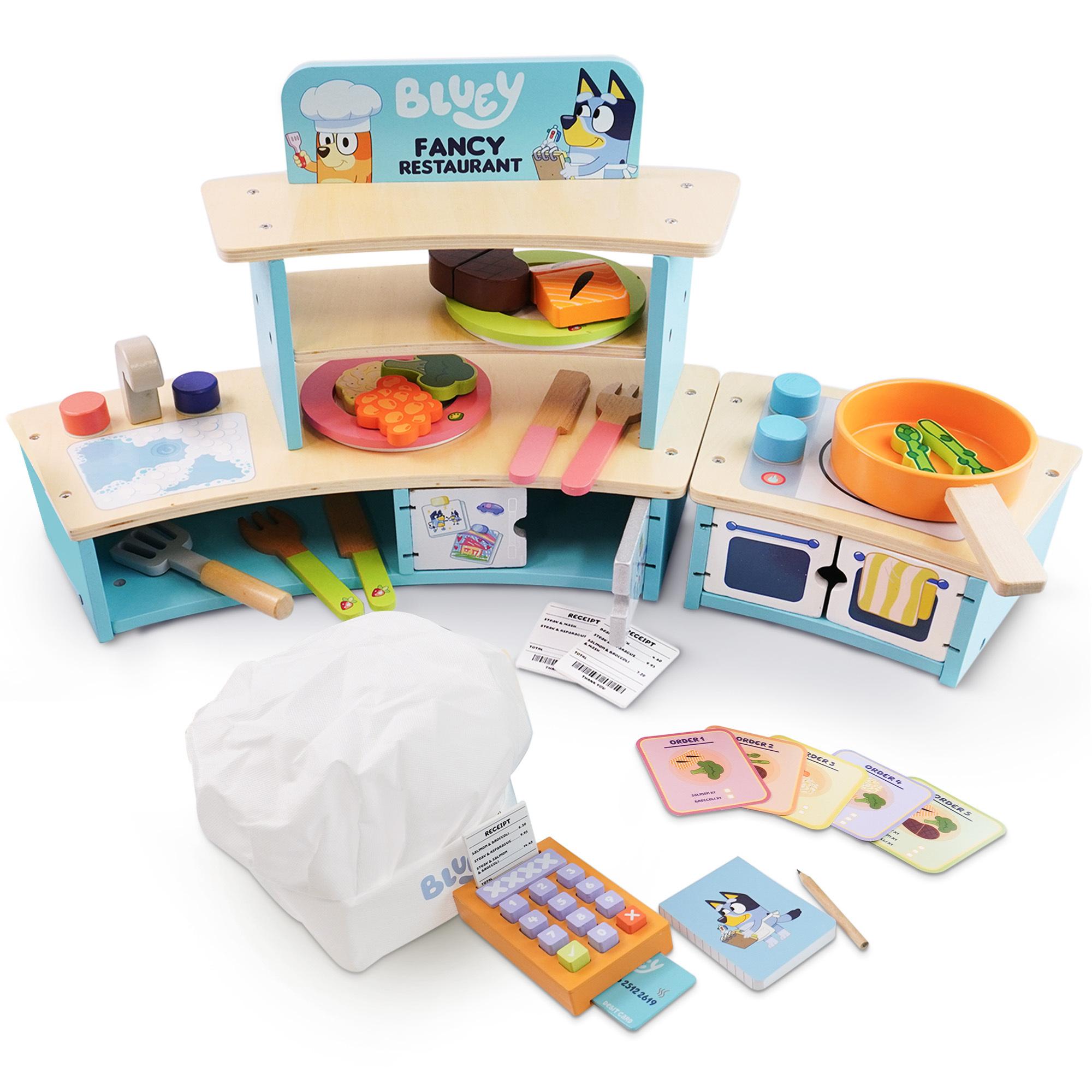 TEMU Tabletop Restaurant Playset – Wooden Pretend Play Kitchen For Kids With Oven, Sink, Fridge & Cooking Accessories – Wooden Toy For Imaginative