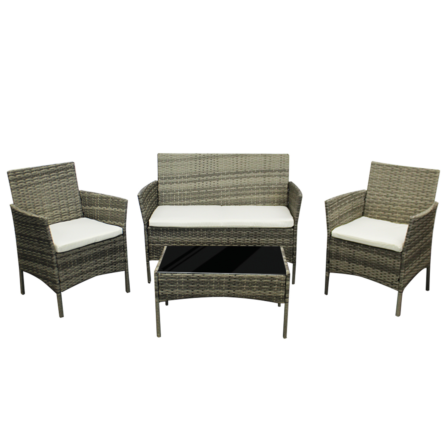 TEMU 4pcs Sofa Furniture Set Patio Weaving Wicker Armchair+table Yard
