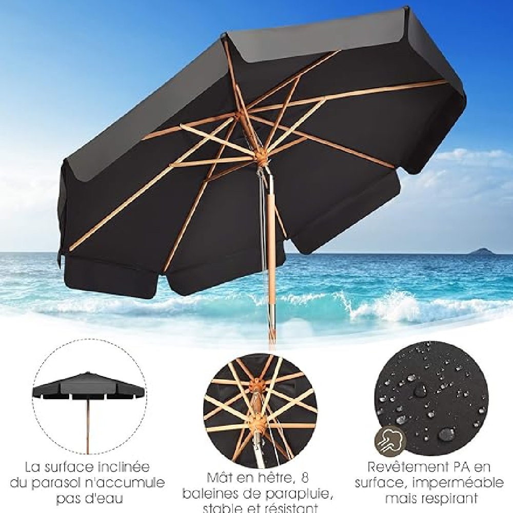300 Cm Patio Umbrella, Adjustable Height And Angle