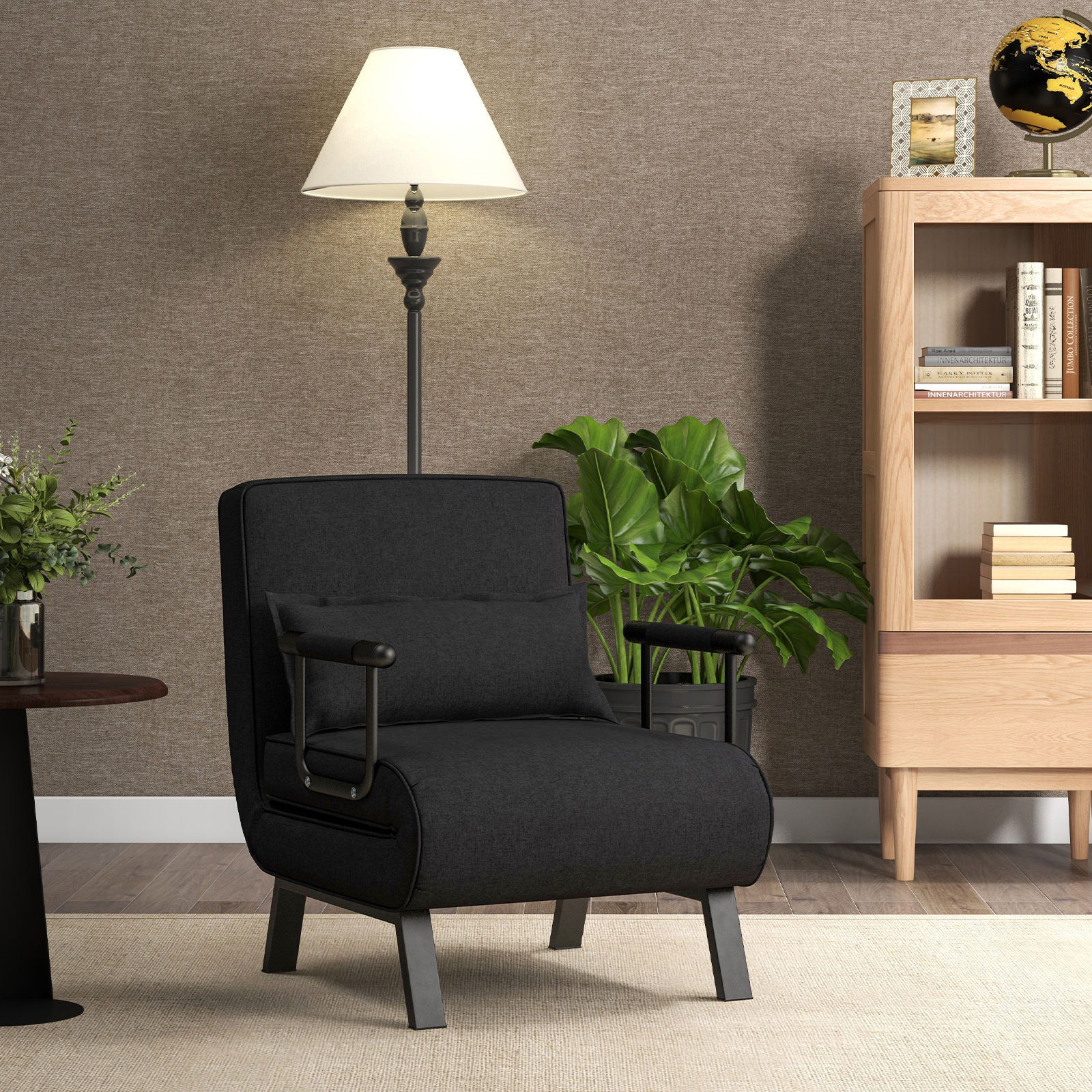 Convertible Sofa Bed, Single Sleep Chair With 6 Adjustable Backrest, Removable Pillow