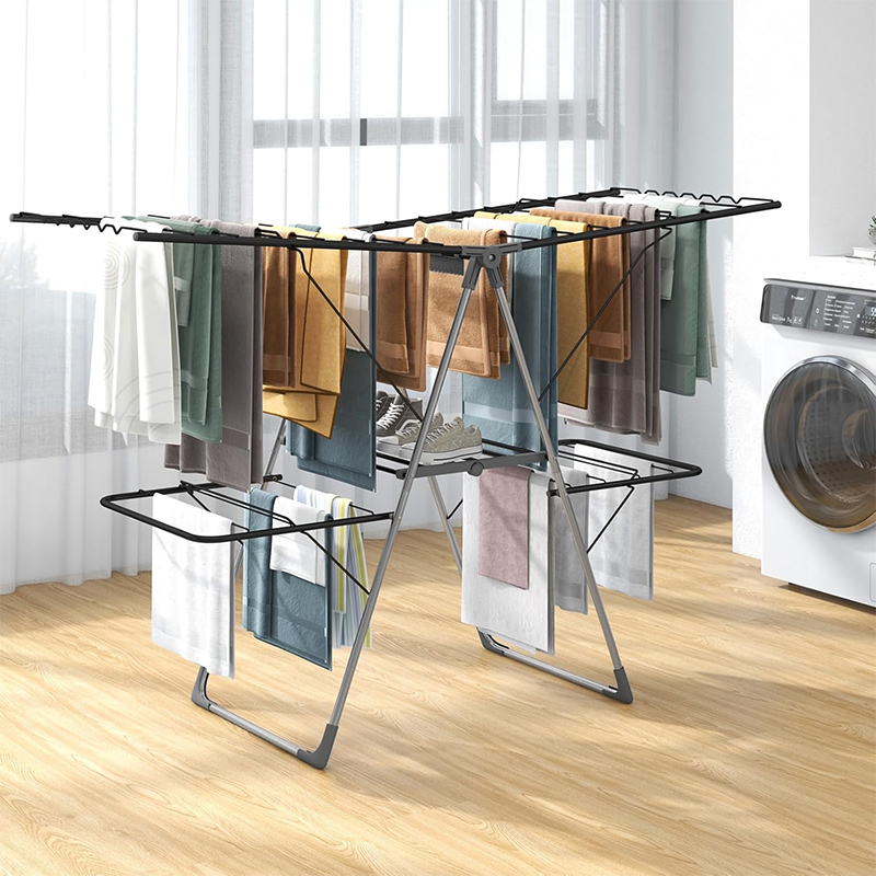 Foldable Clothes Drying Rack, Collapsible 2-level Large Laundry Drying Rack With 33 Drying Rails