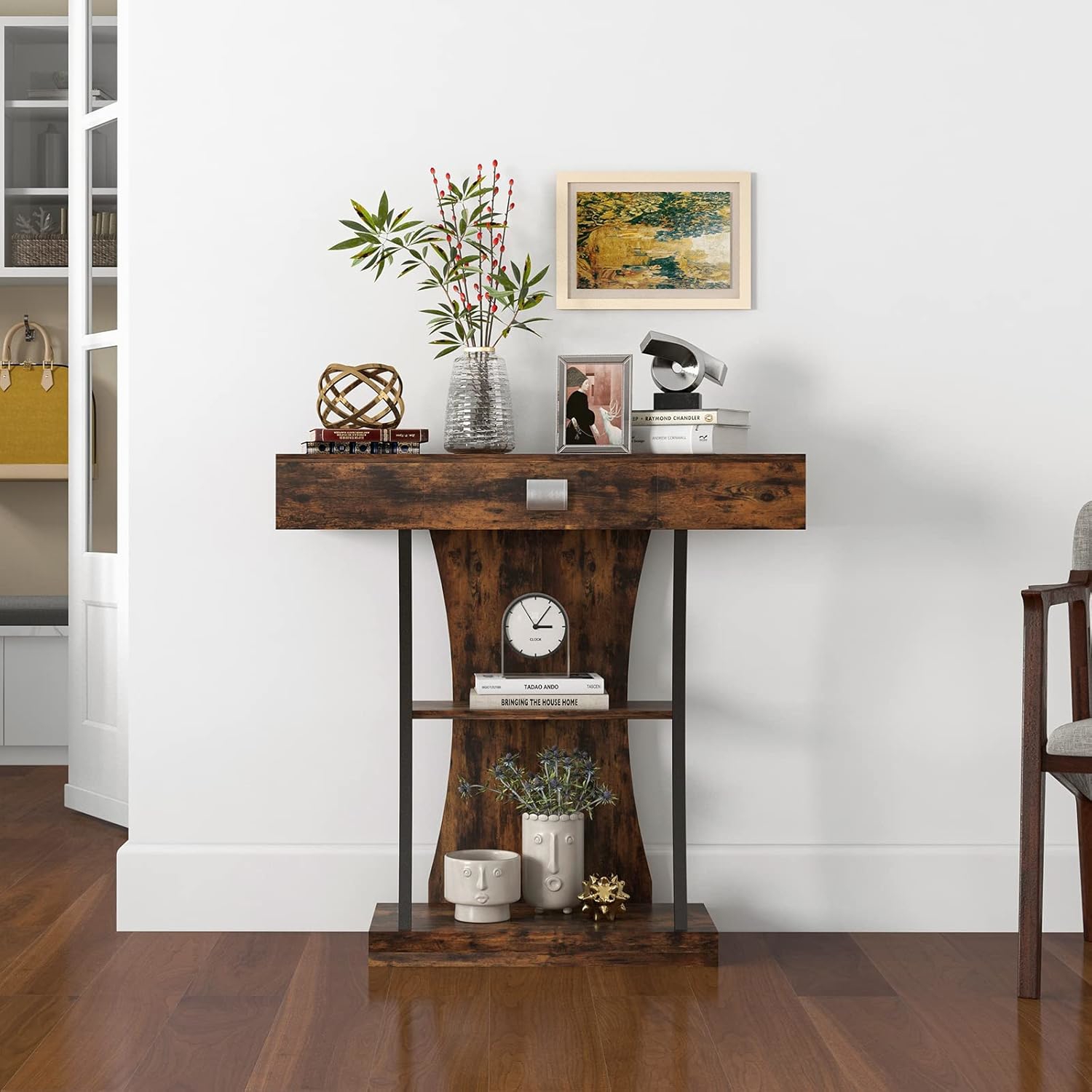 3-tier Console Table, Industrial/modern Accent Sofa Table