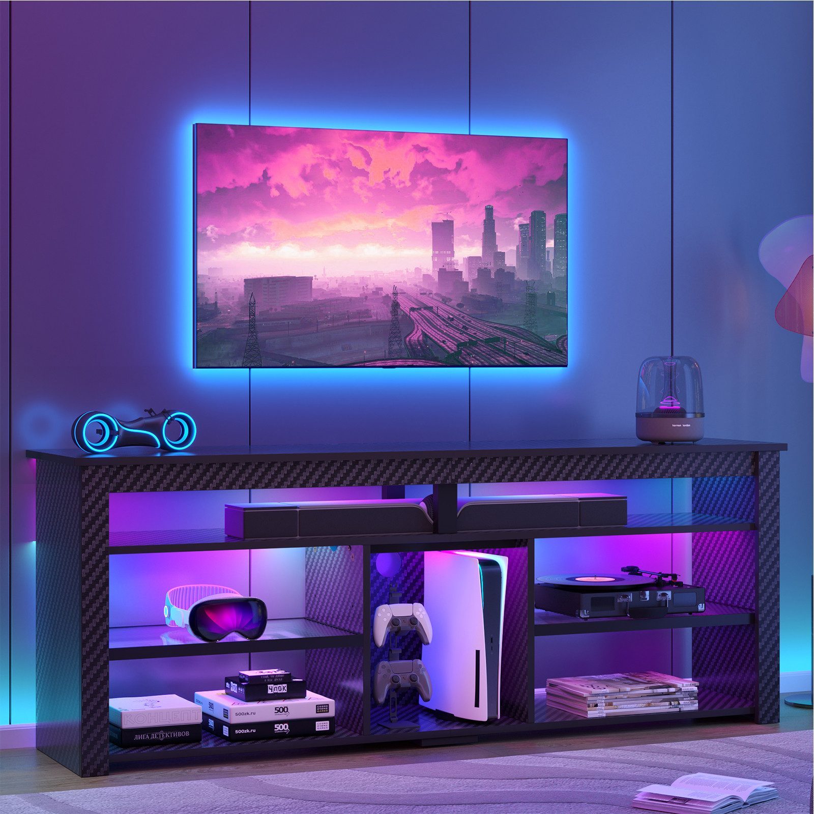Image of Cabinet In , Tv Stand, Tv Stand, Low Cabinet With Open Shelf, Suitable For Tv Cabinets Around 70 Inches, Large Storage Space, Suitable For Living Rooms And Entertainment Areas
