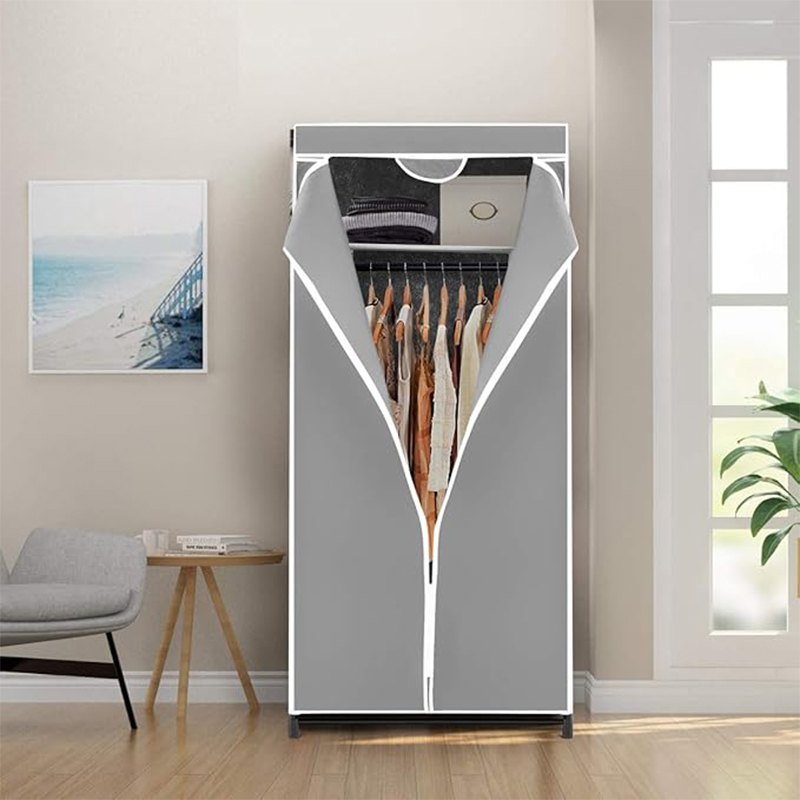Multifunctional Wardrobe Storage Cabinet With Removable Cover And Reinforced Bars, Equipped Shelves
