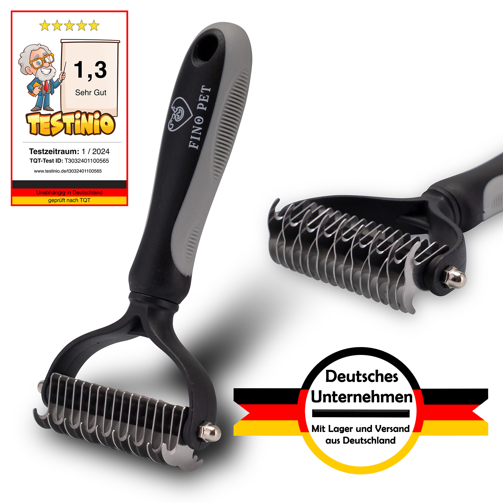 Image of Finopet Brush For Dogs And Cats, Large 17+9 Brush Head, Effective Dog Brush For And Long Hair, Detangling Comb For Dogs And Cats, Fur Brush For Dogs With Long