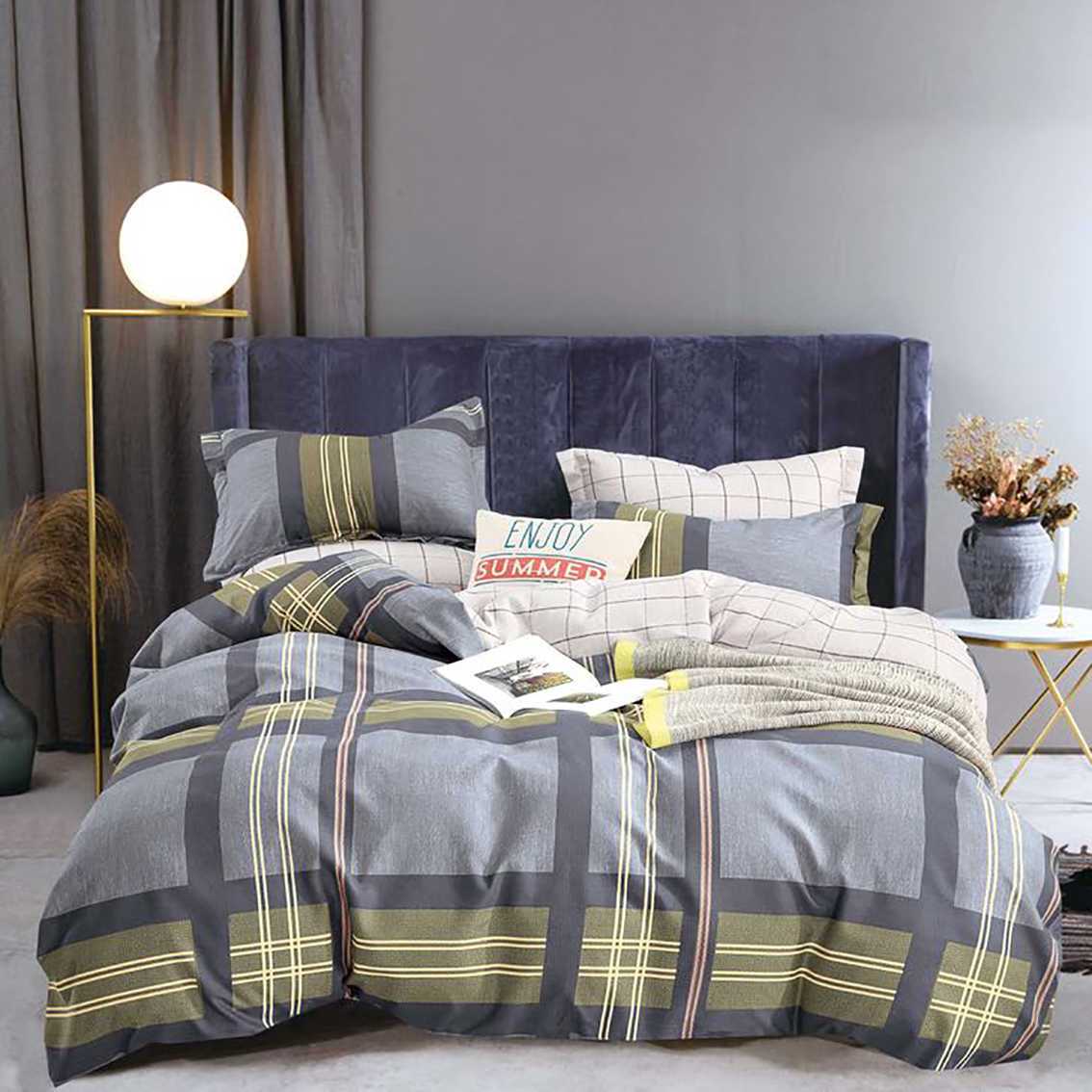 TEMU Enjoy 3pcss Flannel Bedding Set - Flannel Bedding, 3pcss Bedding, Checked Bedding, Simple Bedding, Elegant Bedding, Gift, Gift Idea