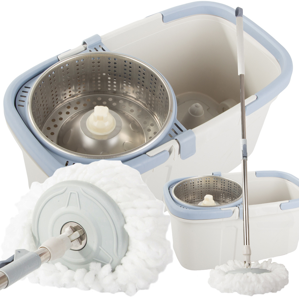 TEMU Ensemble de rotative avec seau pliable, système de rinçage et d'essorage, microfibre, manche télescopique réglable à 90°, roues au bas, bouchon