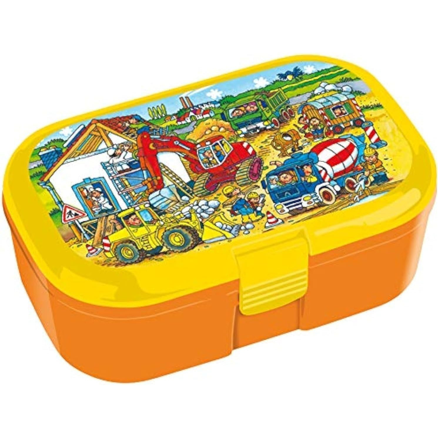 Lunchbox * Construction Worker And Construction Site * With Hidden Object Scene Design For Kids | Lunch Box With Removable Fruit And Vegetable Compartment For School Children