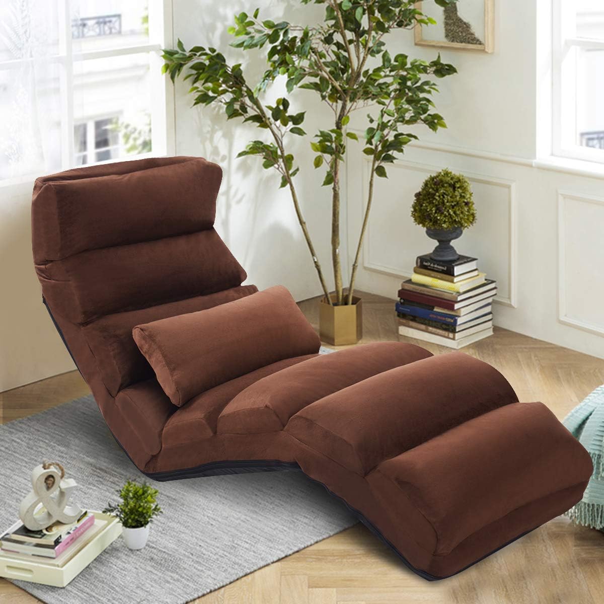 Folding Chair, Floor Chair With Adjustable Backrest, Padded Floor Chair, With Soft Cushion, Durable Structure