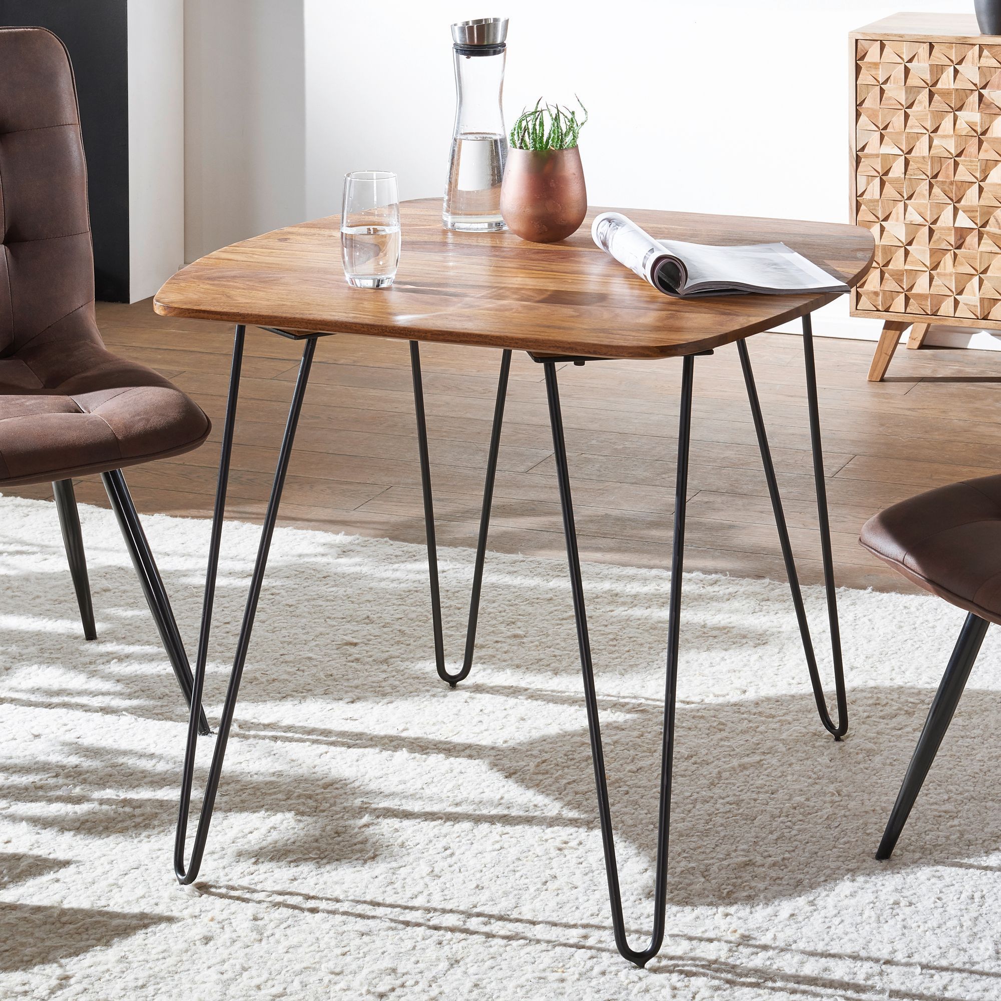 Dining Table Solid Wood, Dining Table With Metal Legs, Solid Wood Table, Designer Solid Wood Table, Modern Table